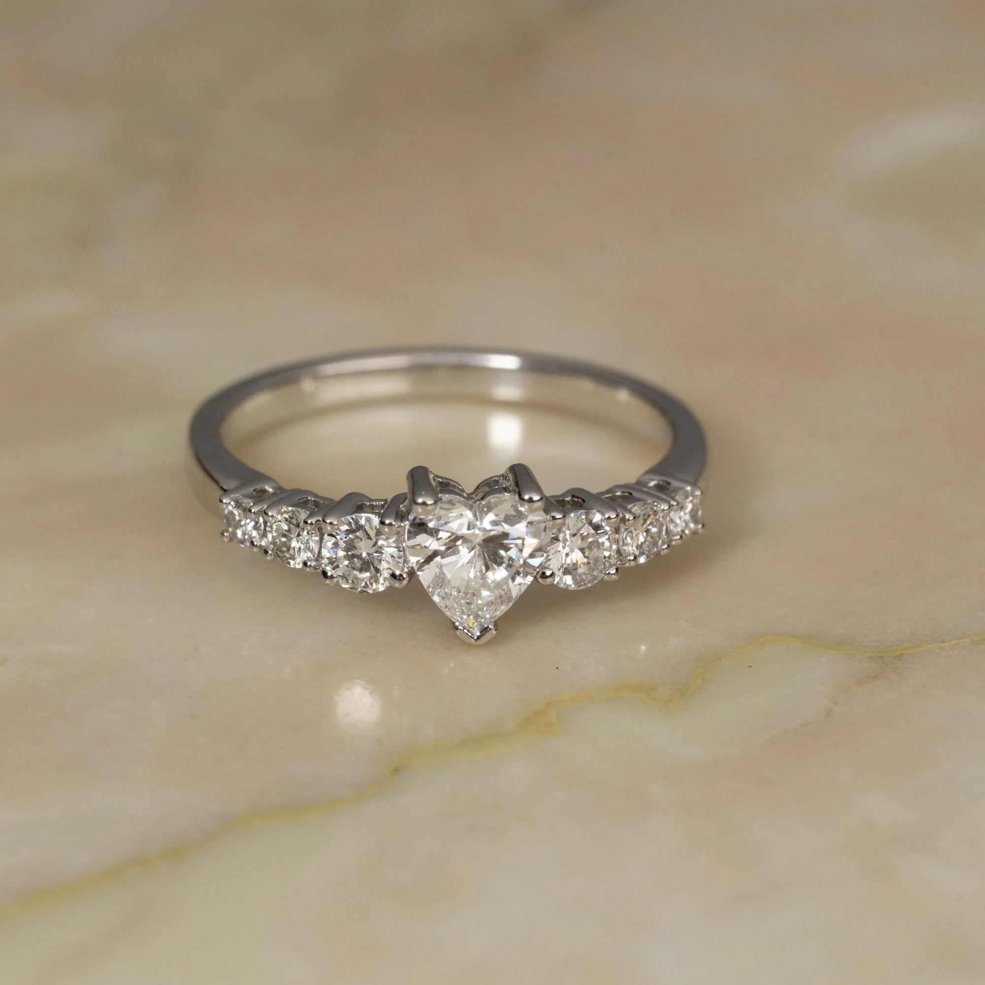 SEVEN-STONE HEART DIAMOND RING - 0.75ct
