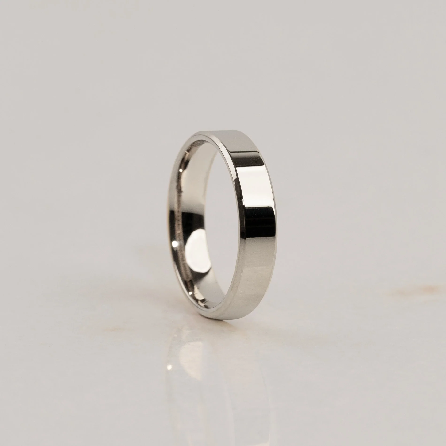BEVELED FLAT COMFORT WEDDING BAND - WG - Image 6