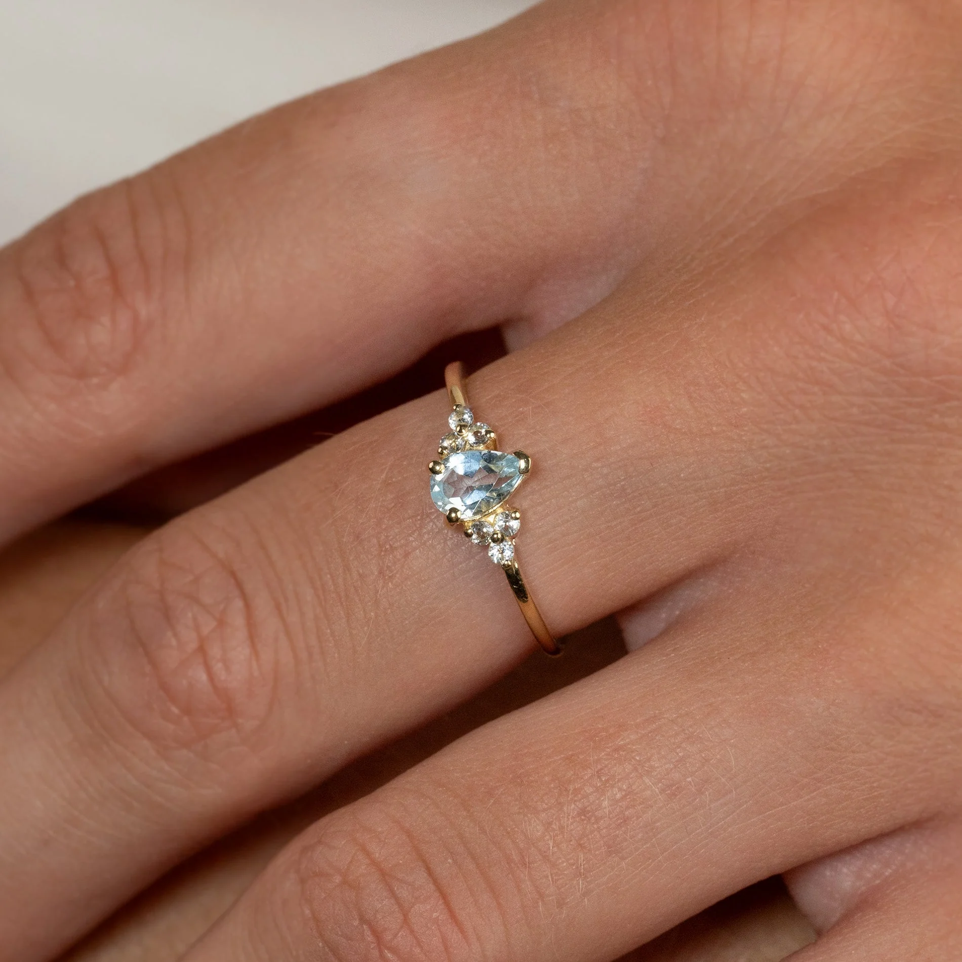 CASSANDRA BLUE TOPAZ SOLID GOLD RING - Image 2