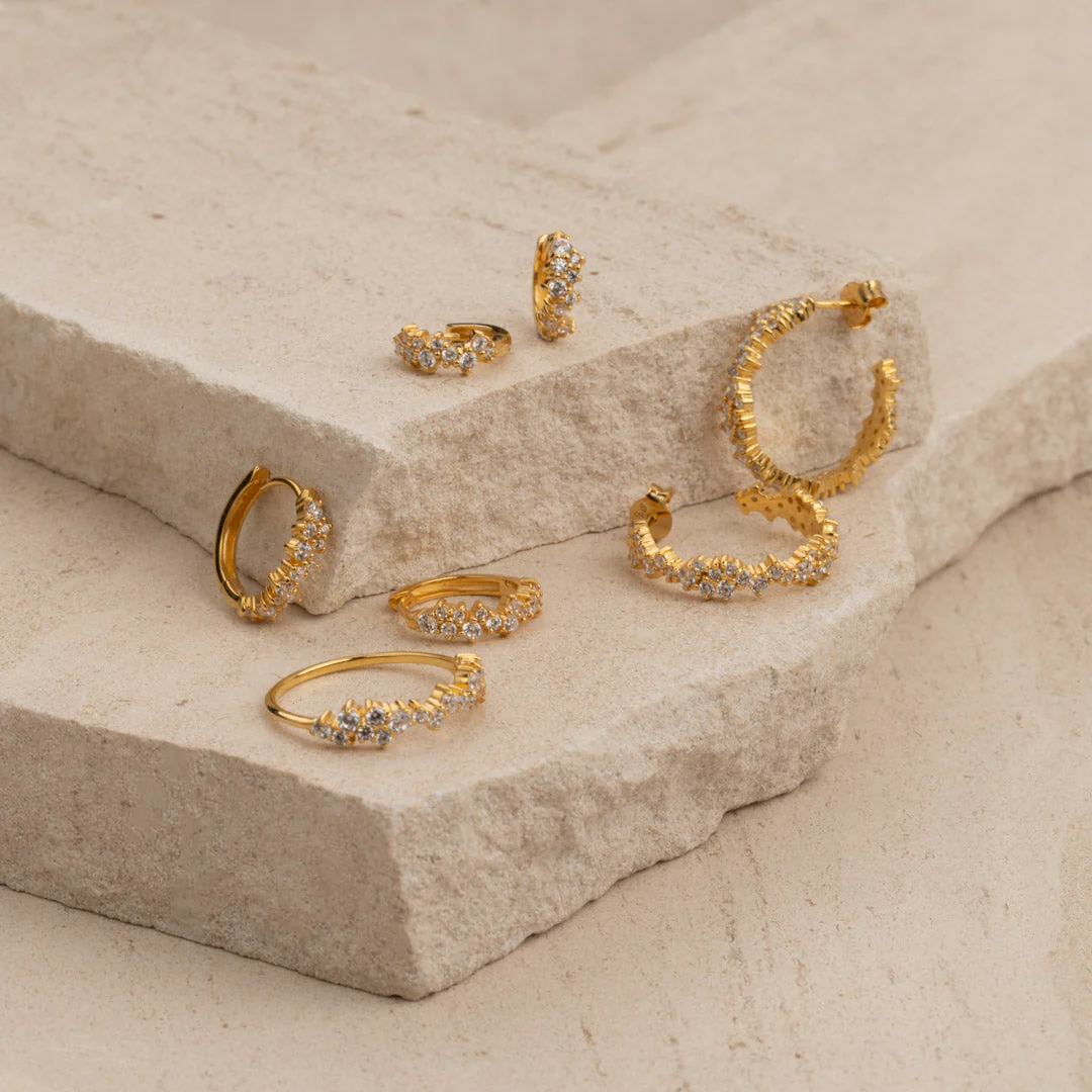 CLAIR CRYSTAL GOLDEN MINI HUGGIE EARRING - Image 8