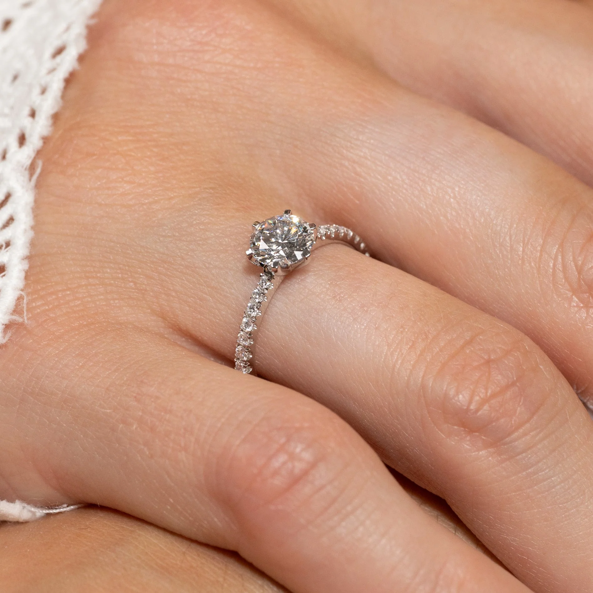 CLASSIC 6-PRONG ALLIANCE LAB-DIAMOND RING - 1.2ct - WG - Image 2