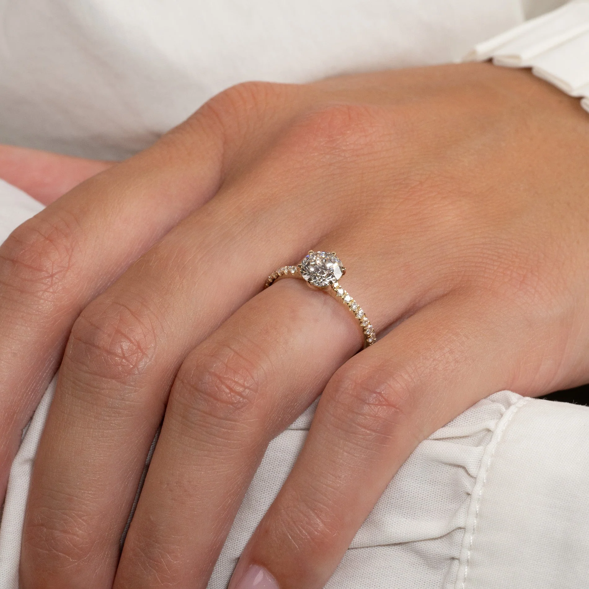 CLASSIC 6-PRONG ALLIANCE LAB-DIAMOND RING - 1.2ct - YG - Image 2