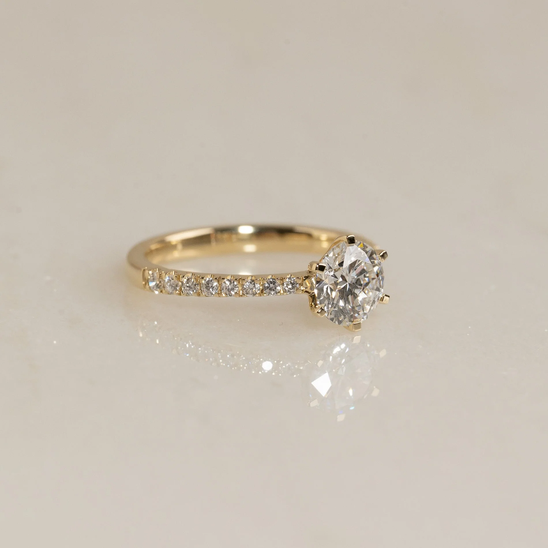 CLASSIC 6-PRONG ALLIANCE LAB-DIAMOND RING - 1.2ct - YG - Image 3