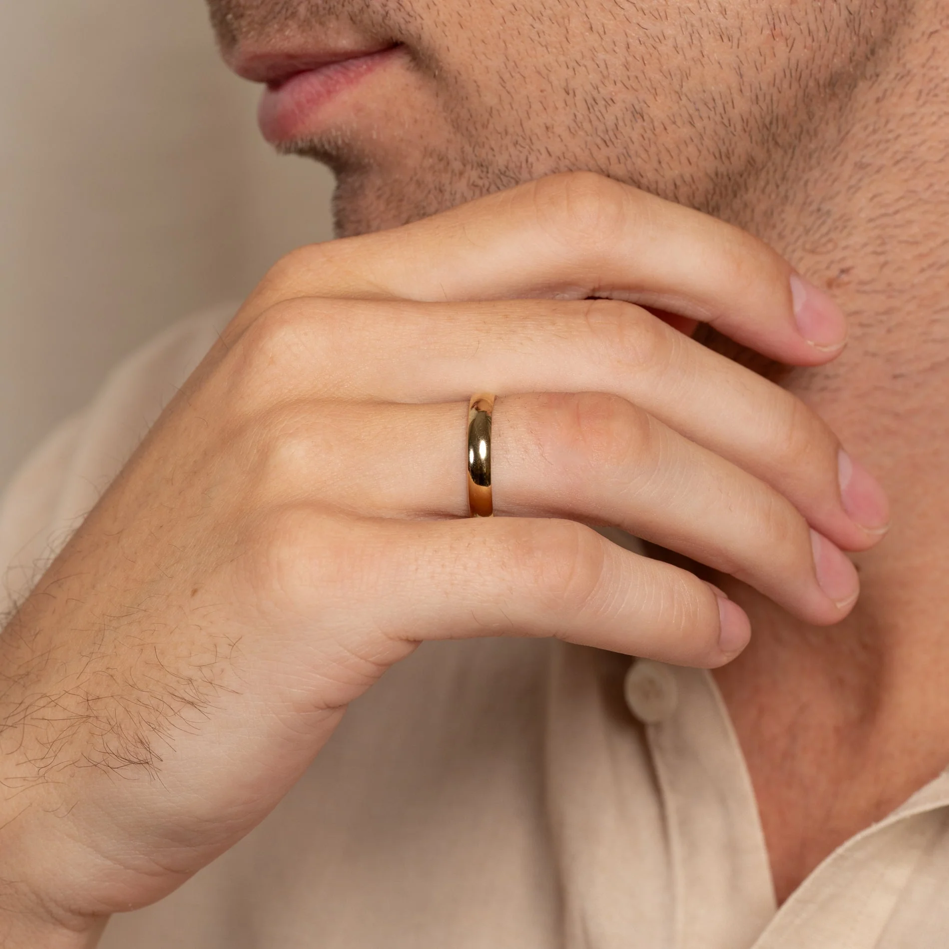 CLASSIC D-PROFILE WEDDING BAND - 4mm - YG - Image 2