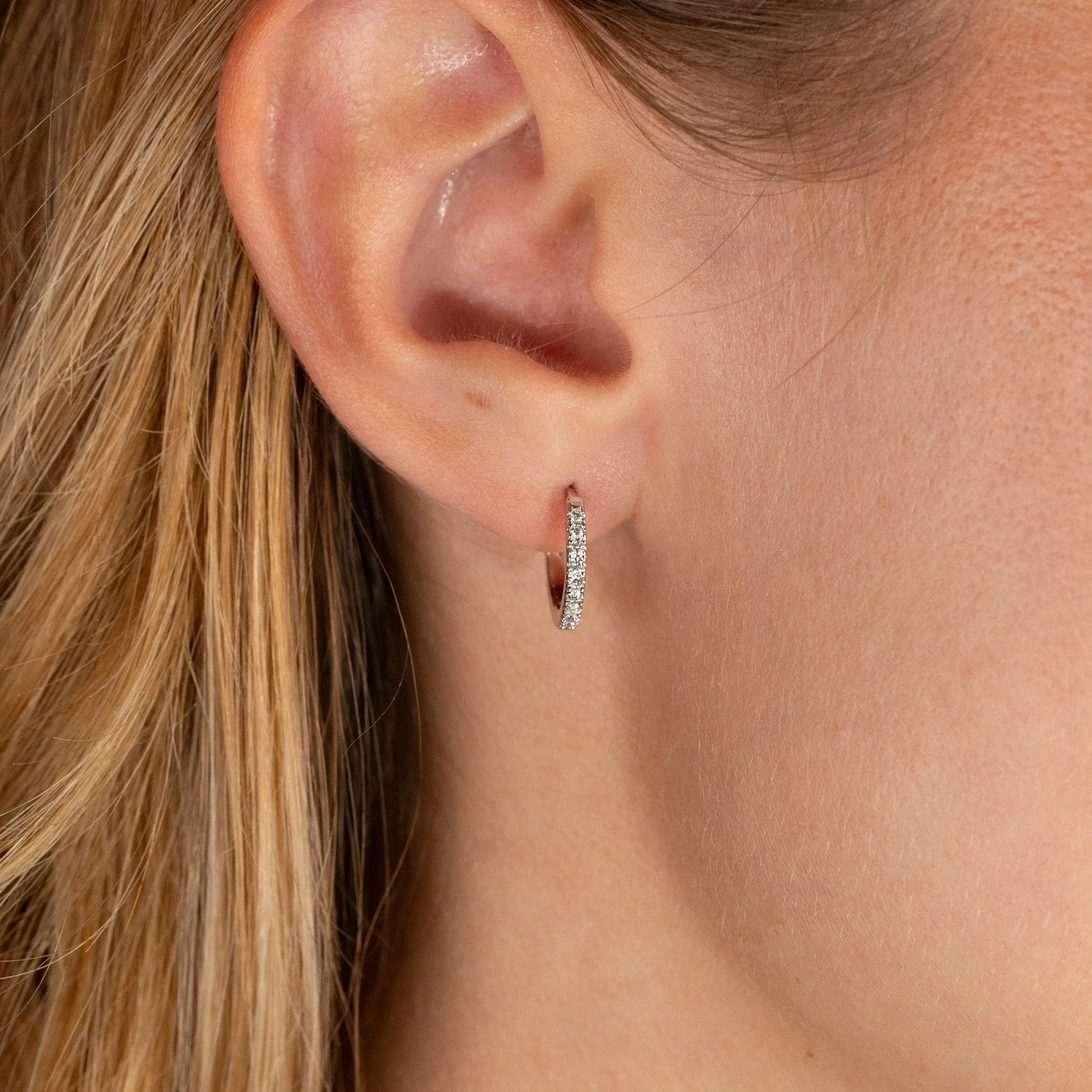 CLASSIC LAB-DIAMOND CREOL EARRING - 0.15ct - WG - Image 2