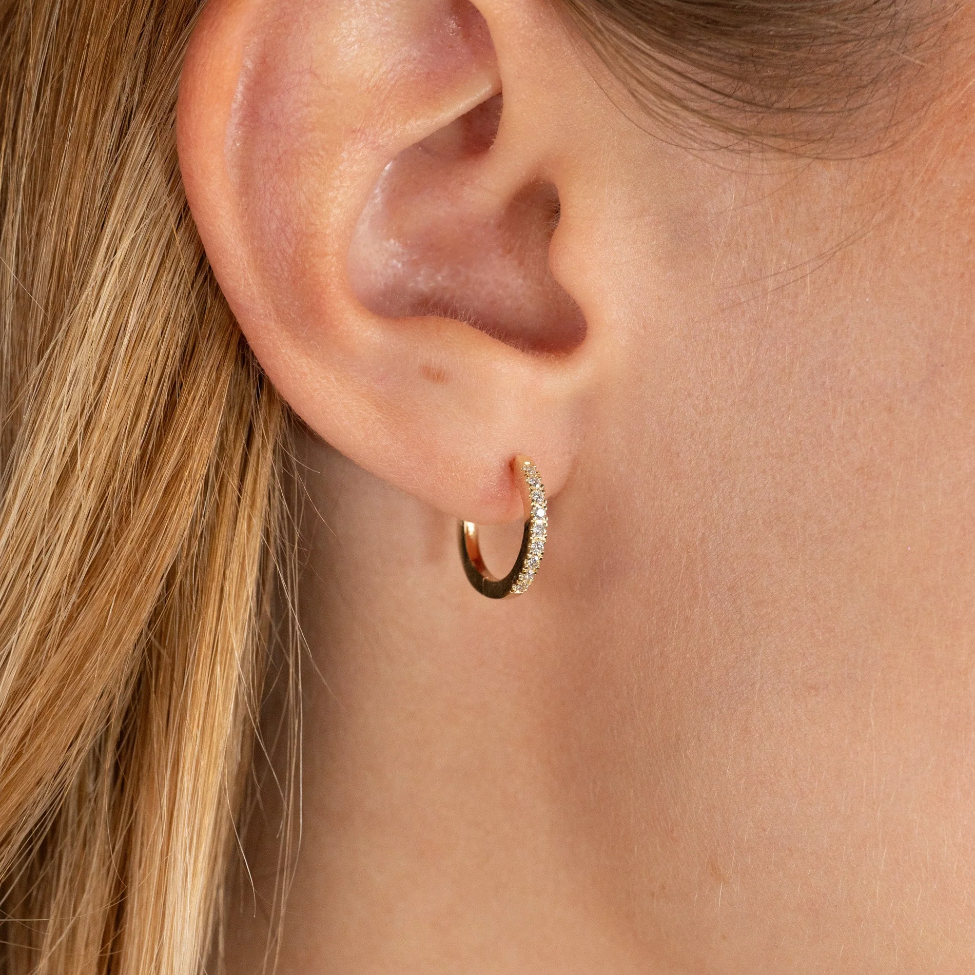 CLASSIC LAB-DIAMOND CREOL EARRING - 0.15ct - YG - Image 2