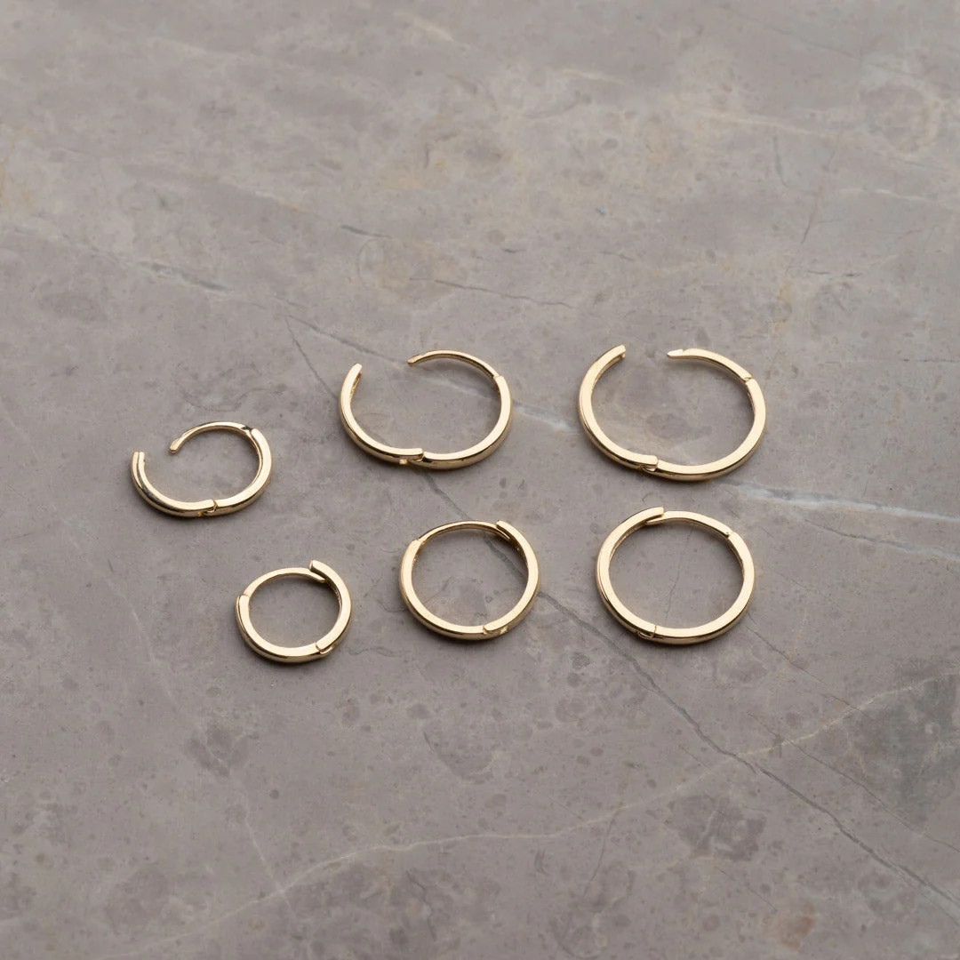 CLASSIC SOLID GOLD CREOL EARRING - 14mm - Image 6