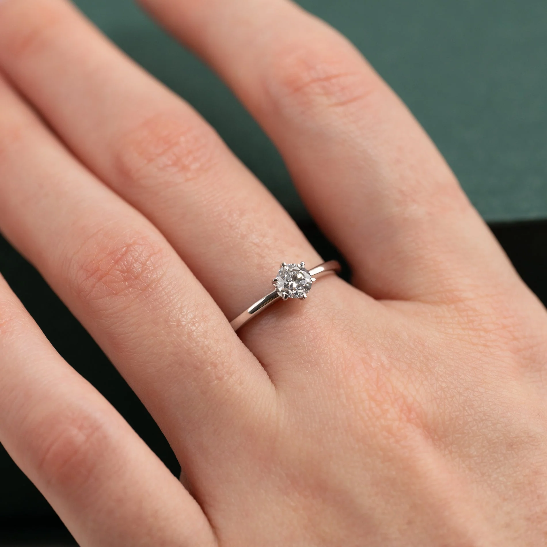 CLASSIC SOLITAIRE 6-PRONG LAB-DIAMOND RING - 0.5ct - WG - Image 2