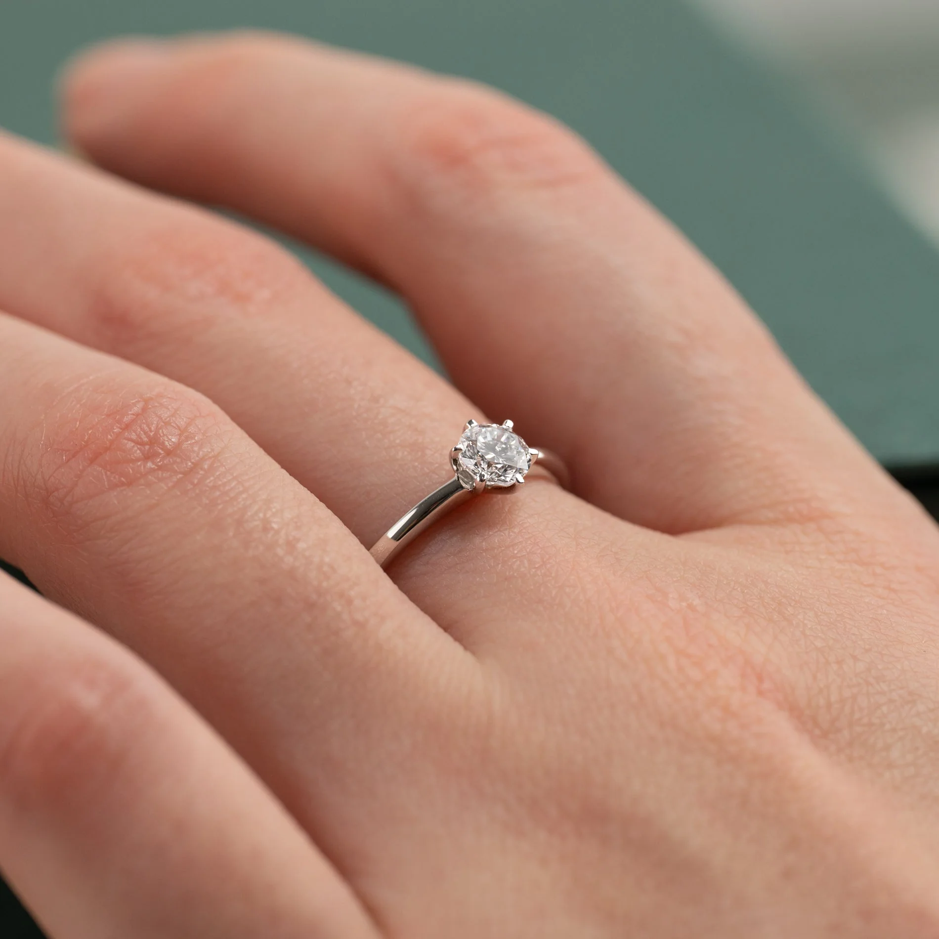 CLASSIC SOLITAIRE 6-PRONG LAB-DIAMOND RING - 0.5ct - WG - Image 4