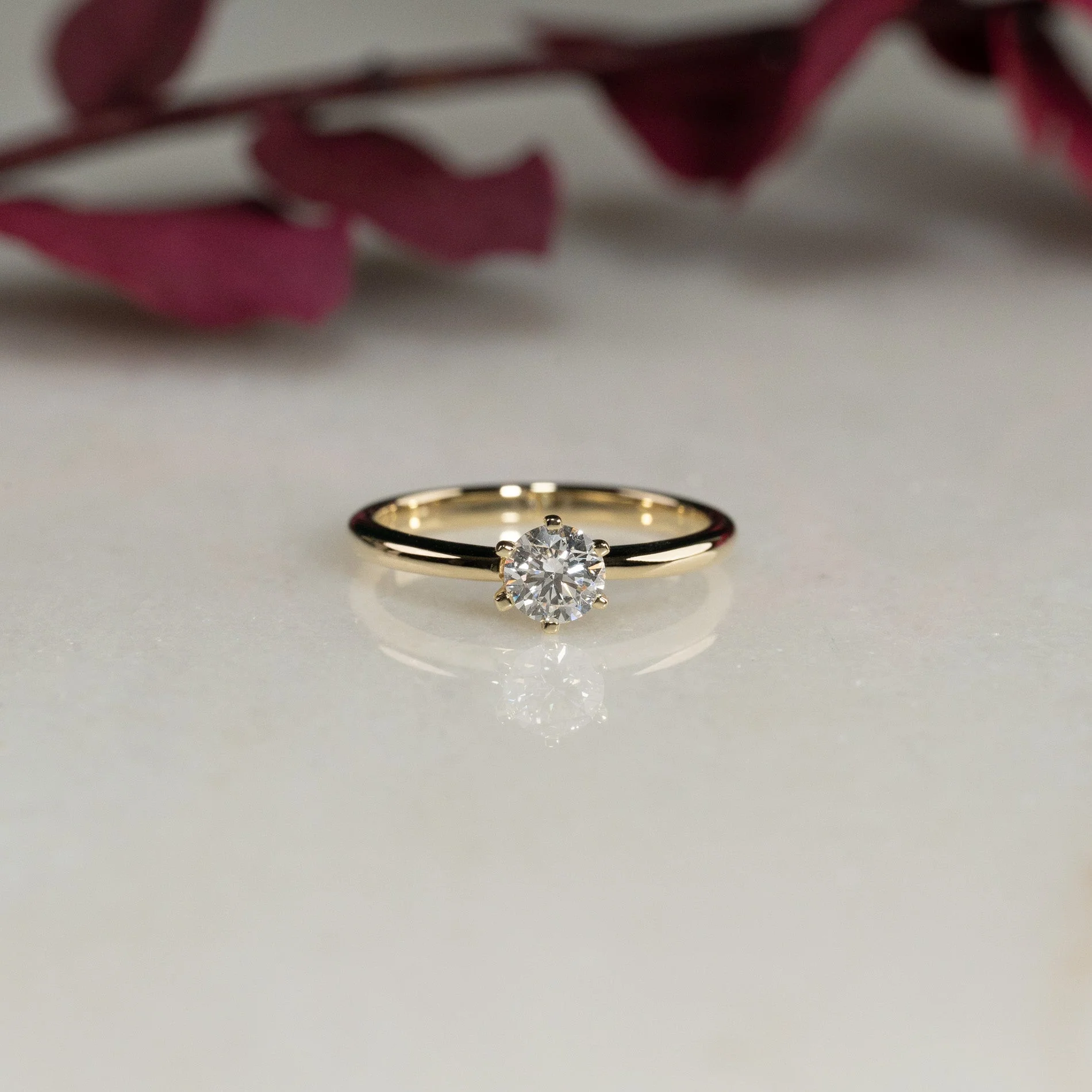 CLASSIC SOLITAIRE 6-PRONG LAB-DIAMOND RING - 0.5ct - YG