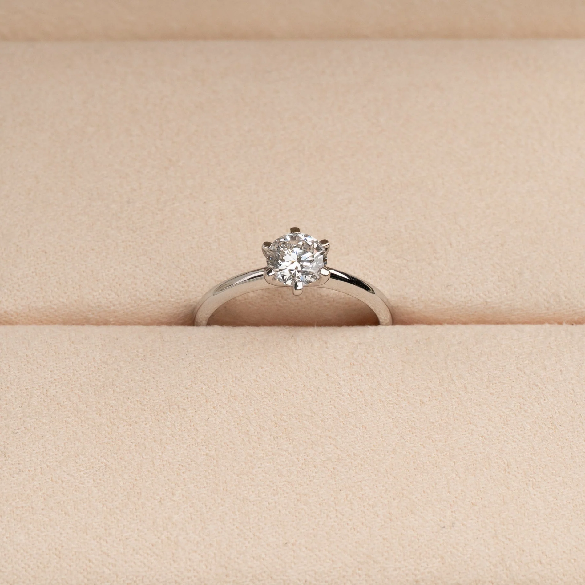 CLASSIC SOLITAIRE 6-PRONG LAB-DIAMOND RING - 0.75ct - WG - Image 5