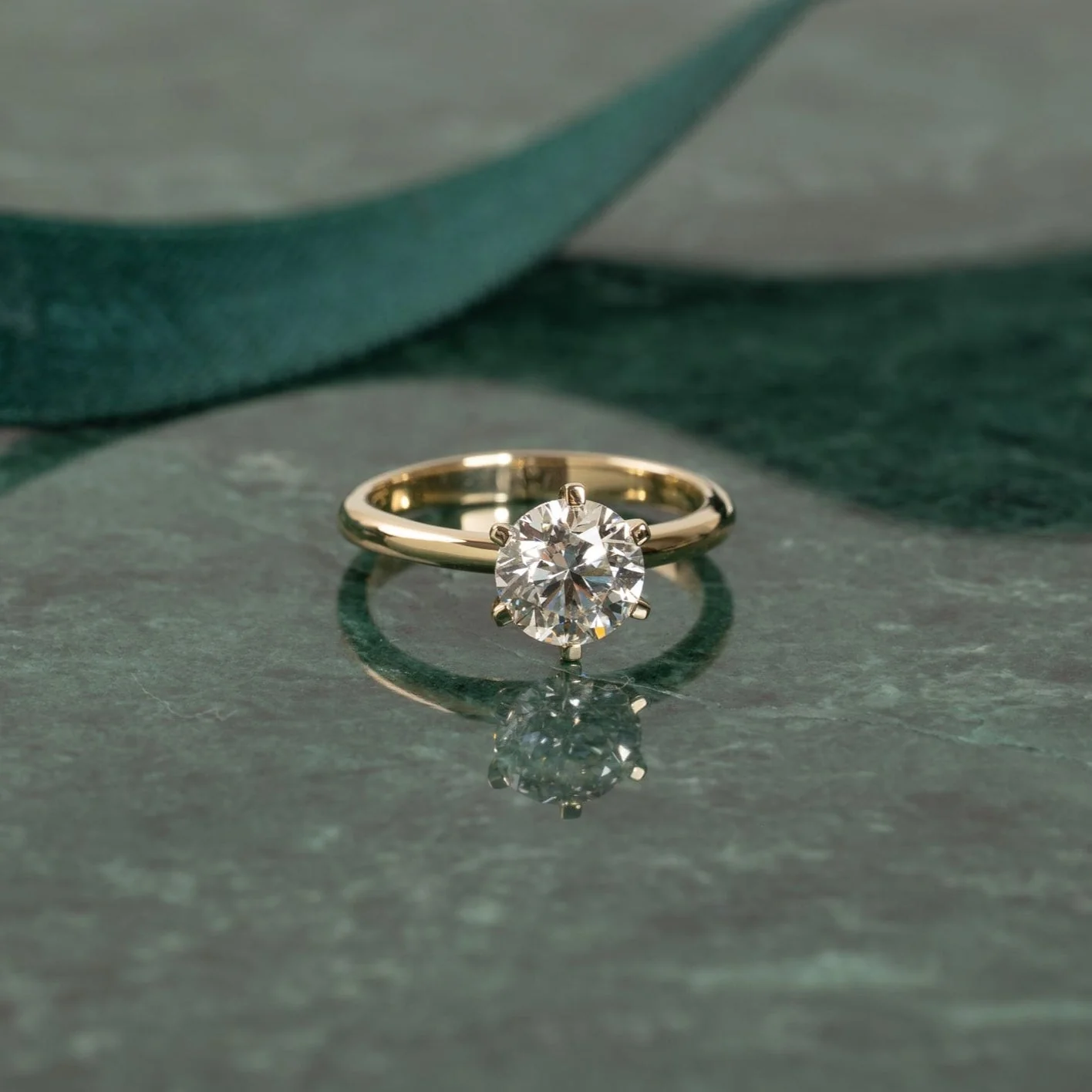 CLASSIC SOLITAIRE 6-PRONG LAB-DIAMOND RING - 1.5ct - YG
