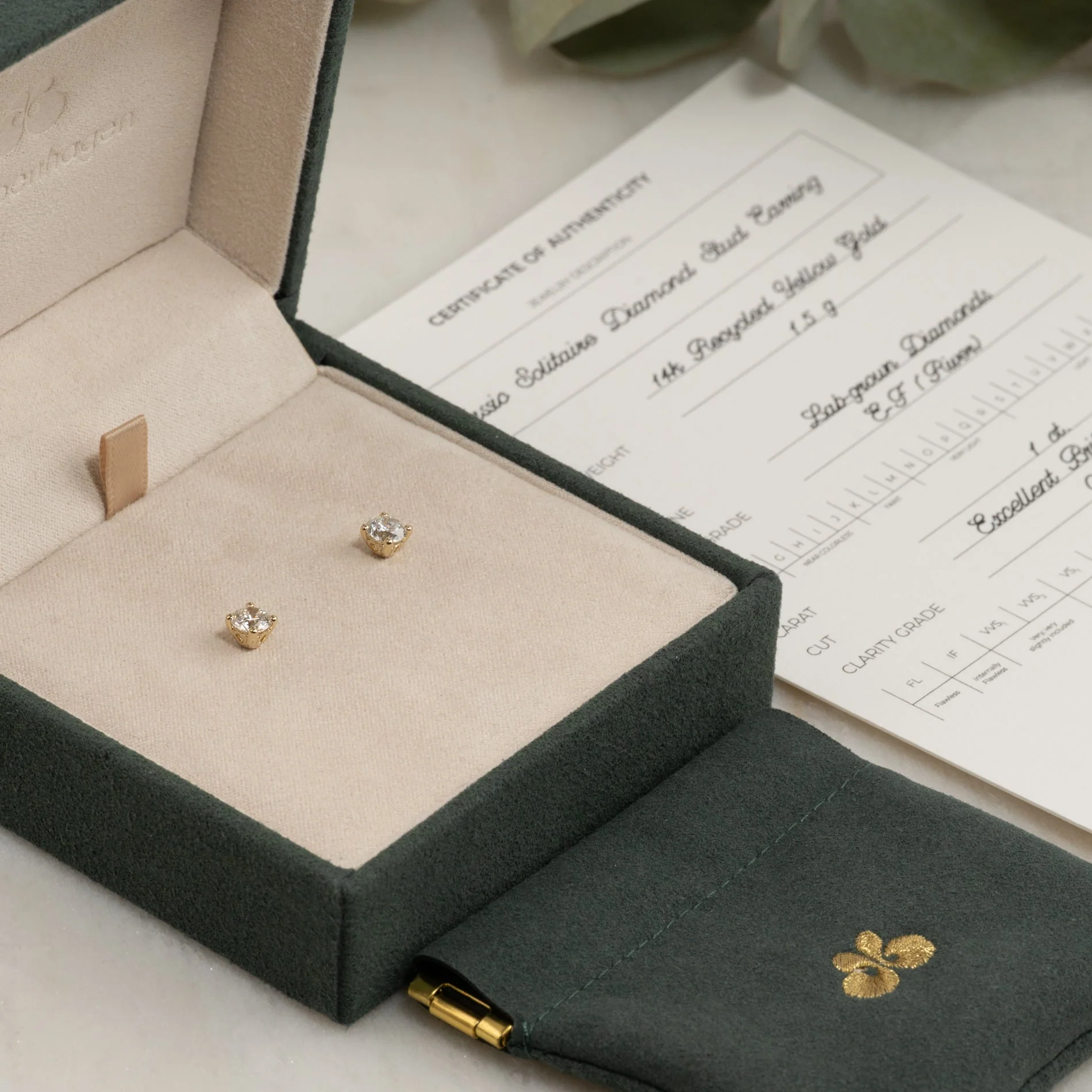 CLASSIC SOLITAIRE LAB-DIAMOND STUD EARRING - 1.0ct - YG - Image 7