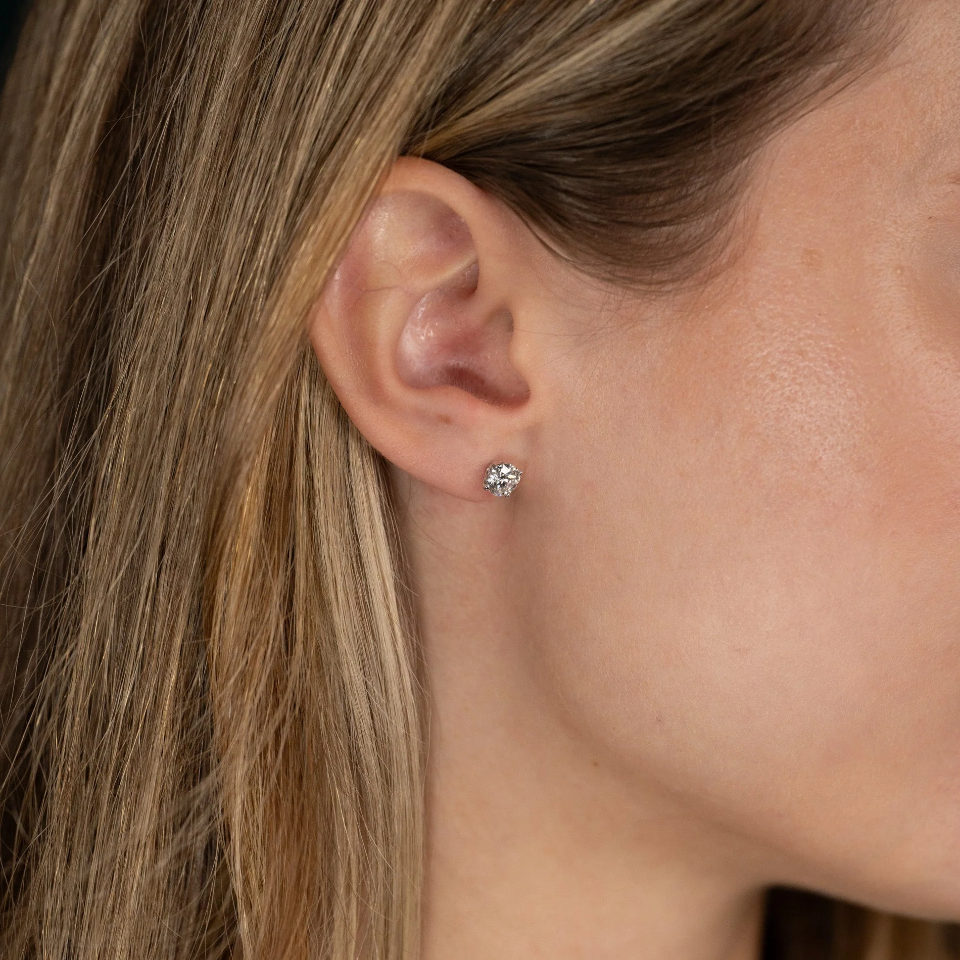 CLASSIC SOLITAIRE LAB-DIAMOND STUD EARRING - 1.5ct - WG - Image 6