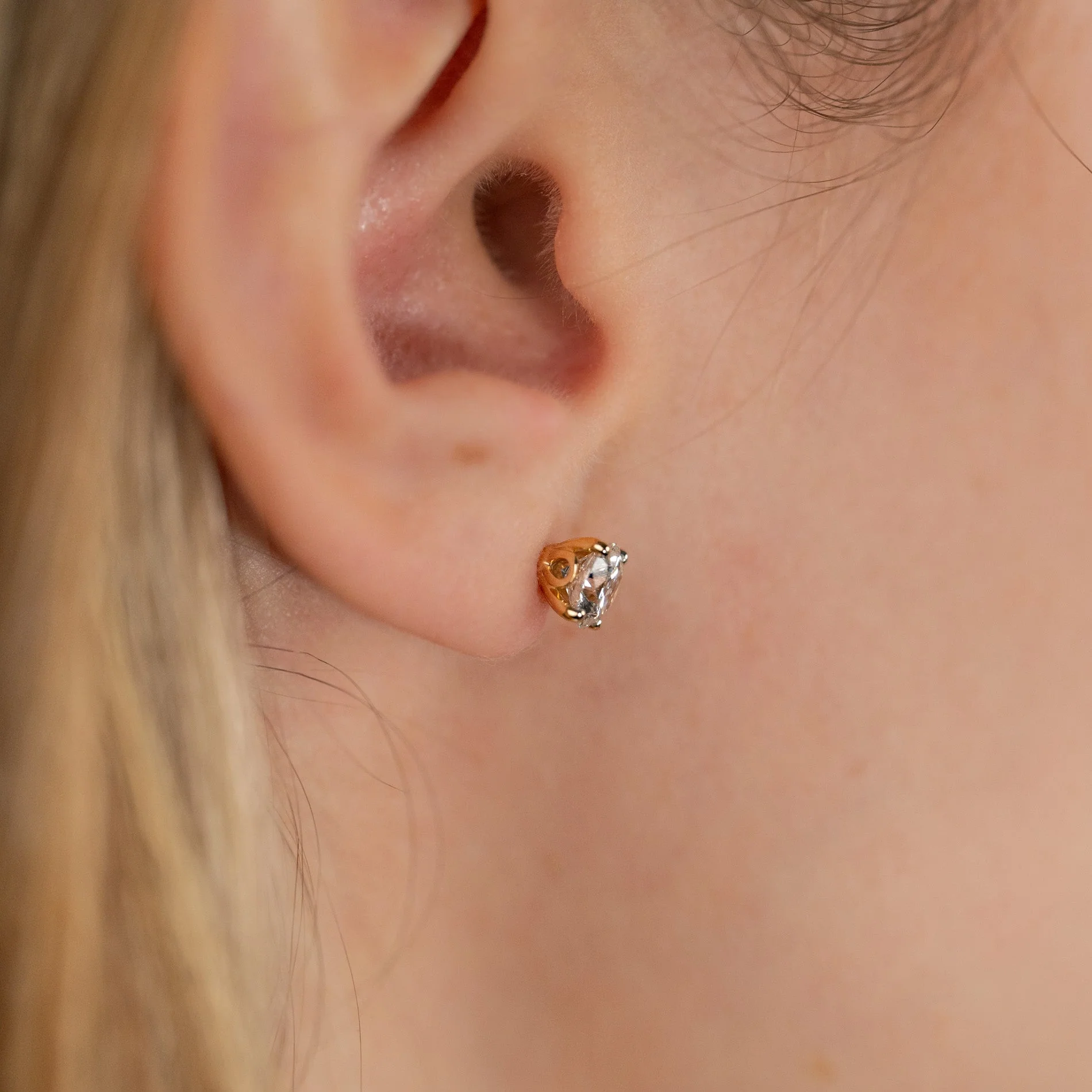 CLASSIC SOLITAIRE LAB-DIAMOND STUD EARRING - 1.5ct - YG - Image 6