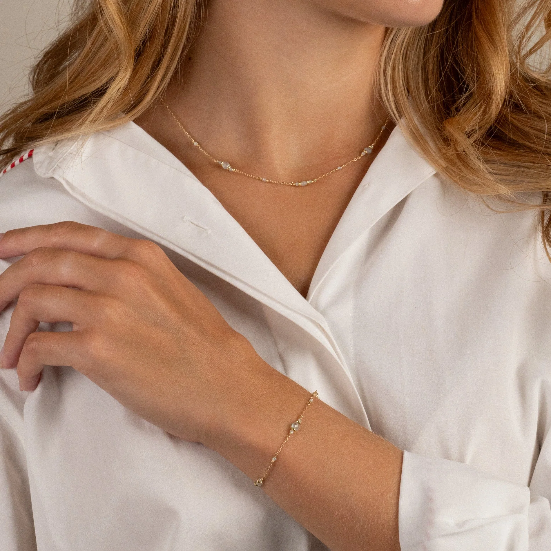 CORDELIA BLUE AQUAMARINE GOLDEN BRACELET - Image 8