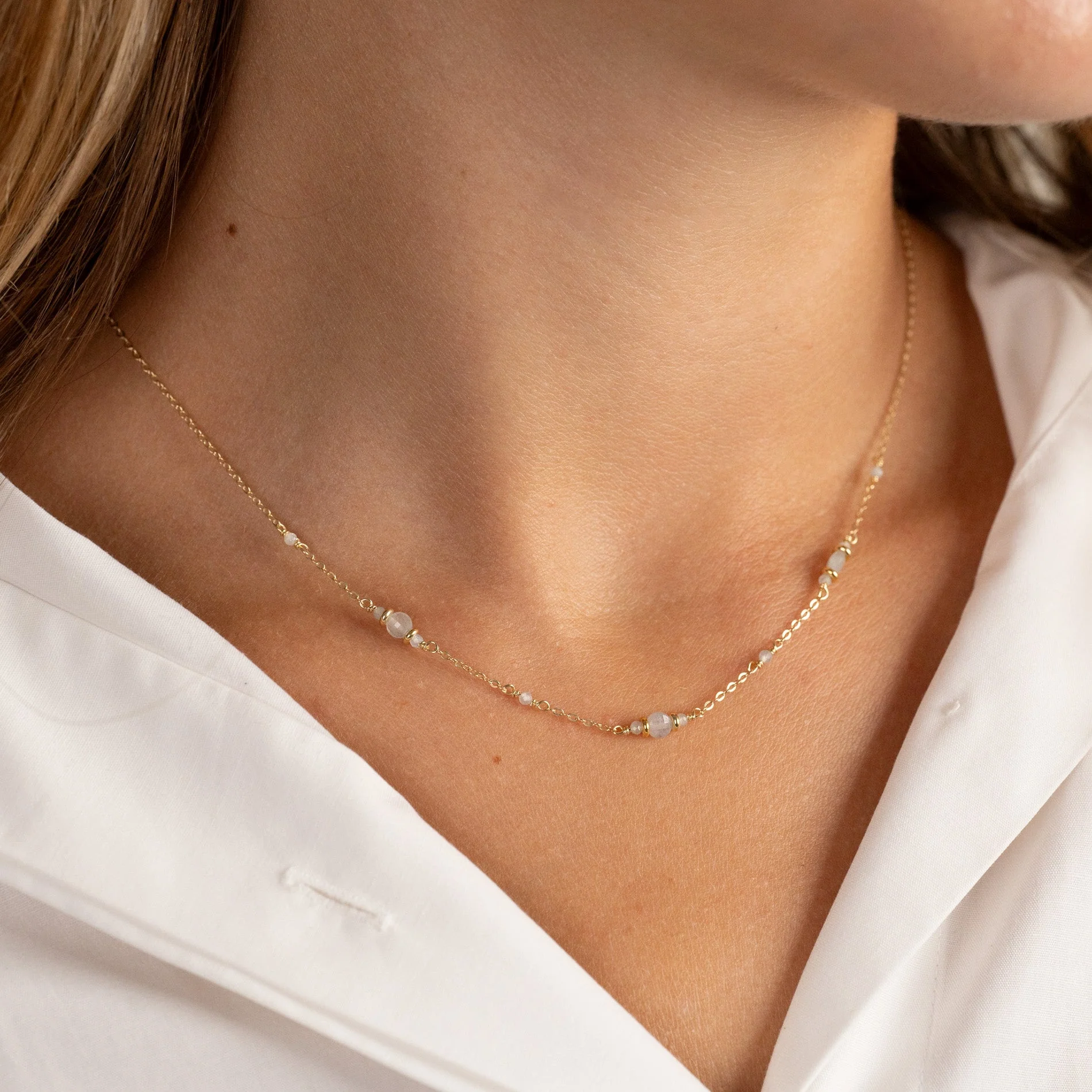CORDELIA BLUE AQUAMARINE GOLDEN NECKLACE