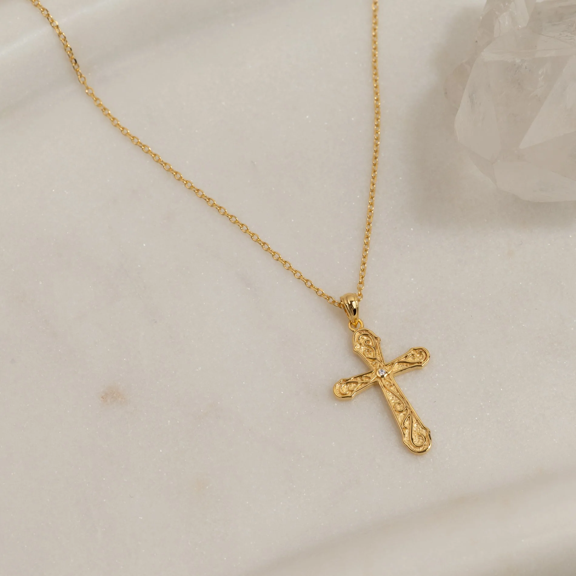 DAGMAR CROSS CRYSTAL GOLDEN PENDANT - Image 3