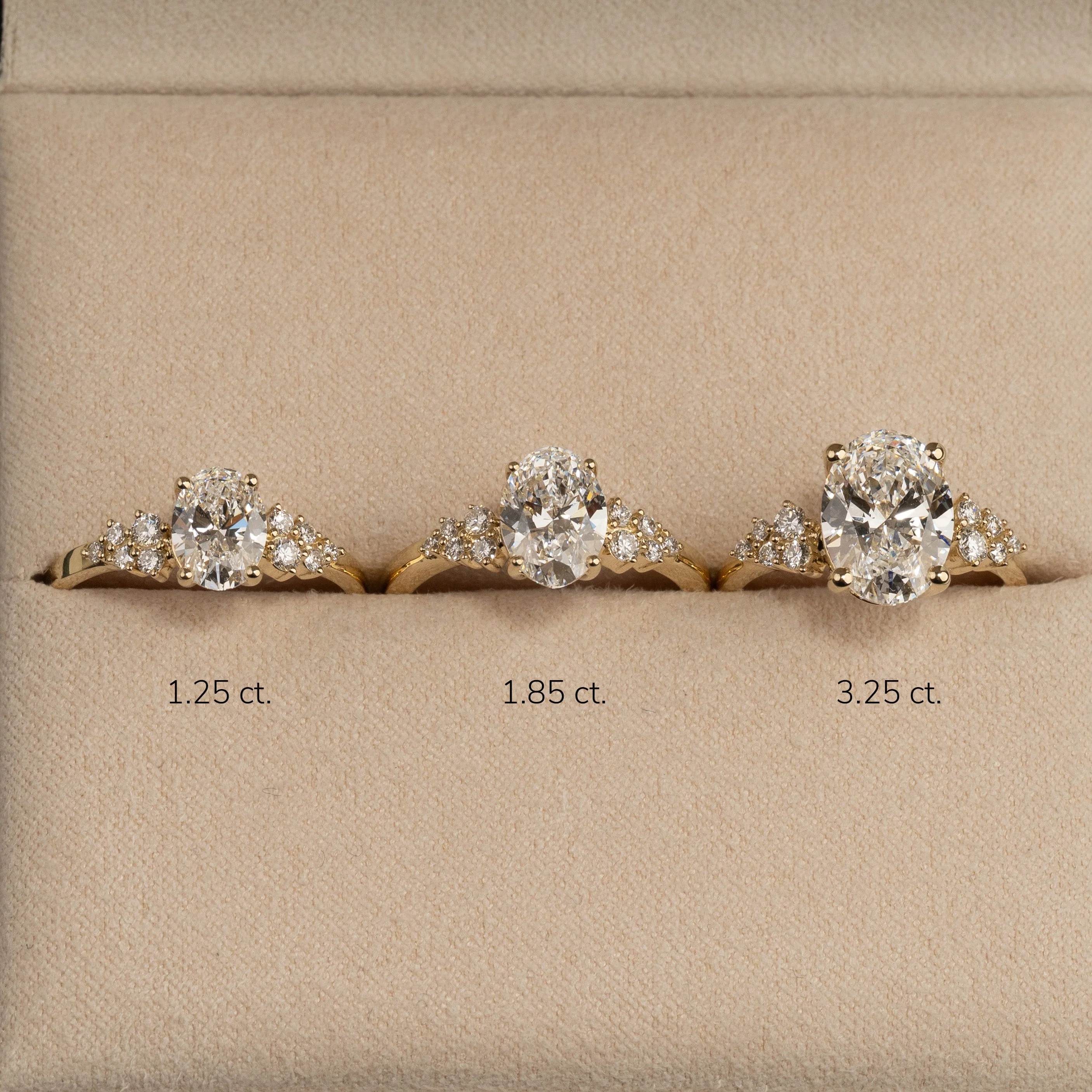DELICATE CLUSTER OVAL-CUT LAB-DIAMOND RING - 1.85ct - YG - Image 10