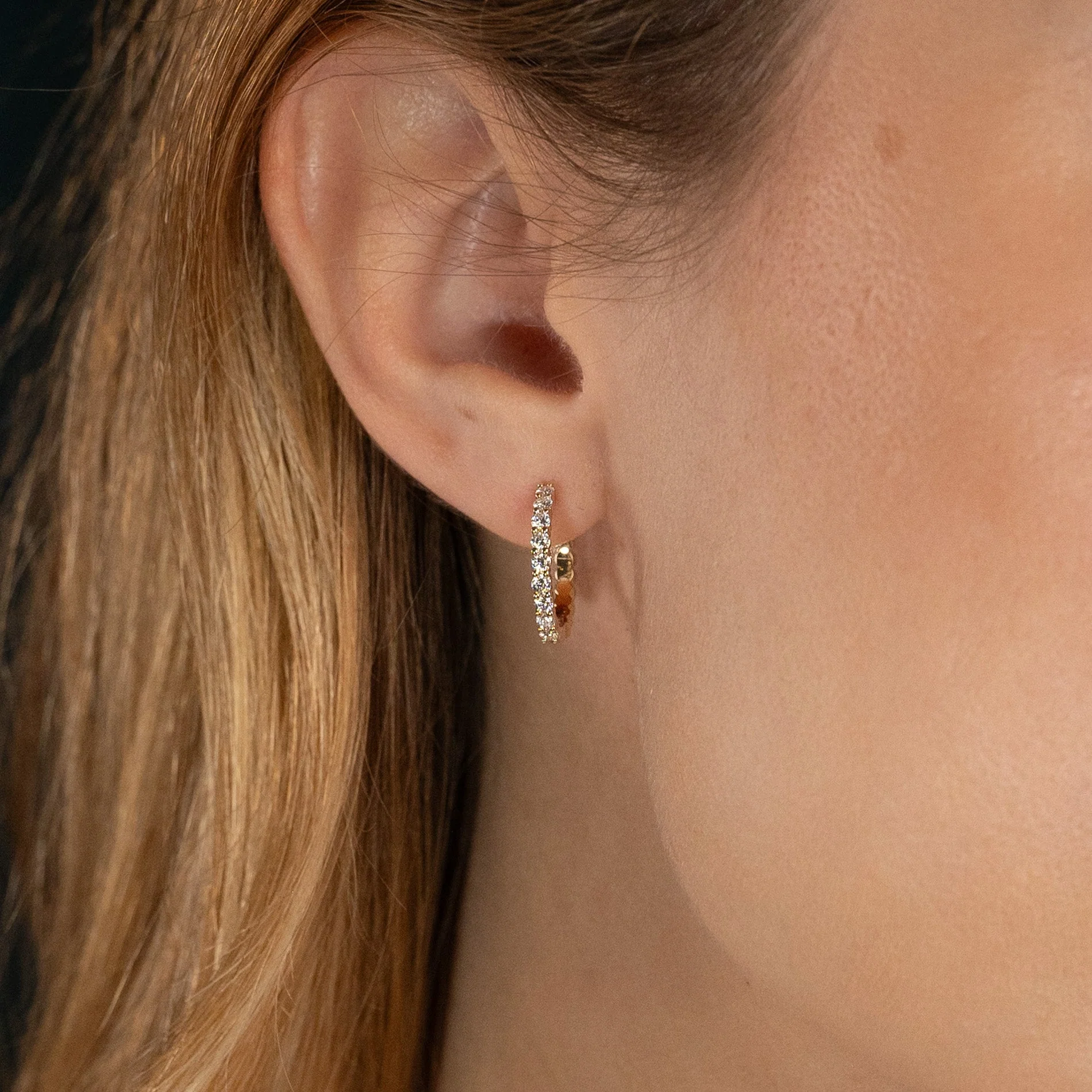 PRONG LAB-DIAMOND CREOL EARRING - 0.5ct - YG - Image 2