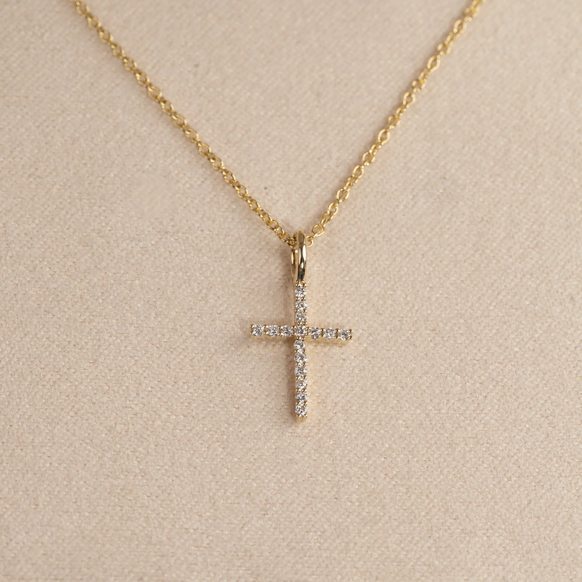 LAB-DIAMOND CROSS PENDANT- 0.08ct - YG - Image 6