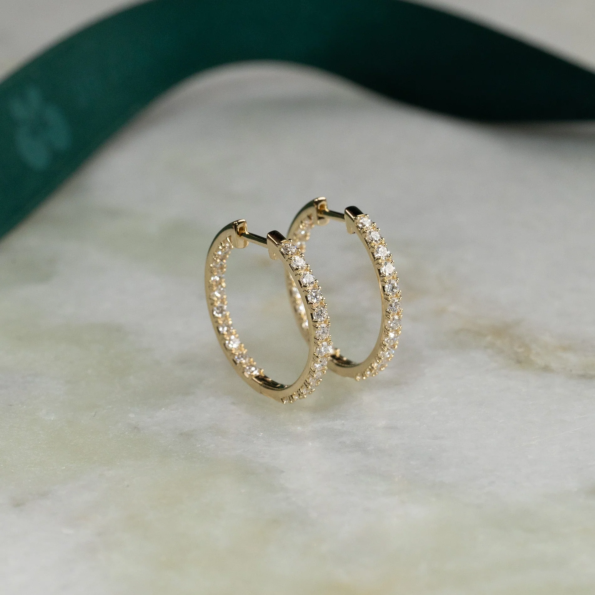 DOUBLE SET DIAMOND CREOL EARRING - Image 5