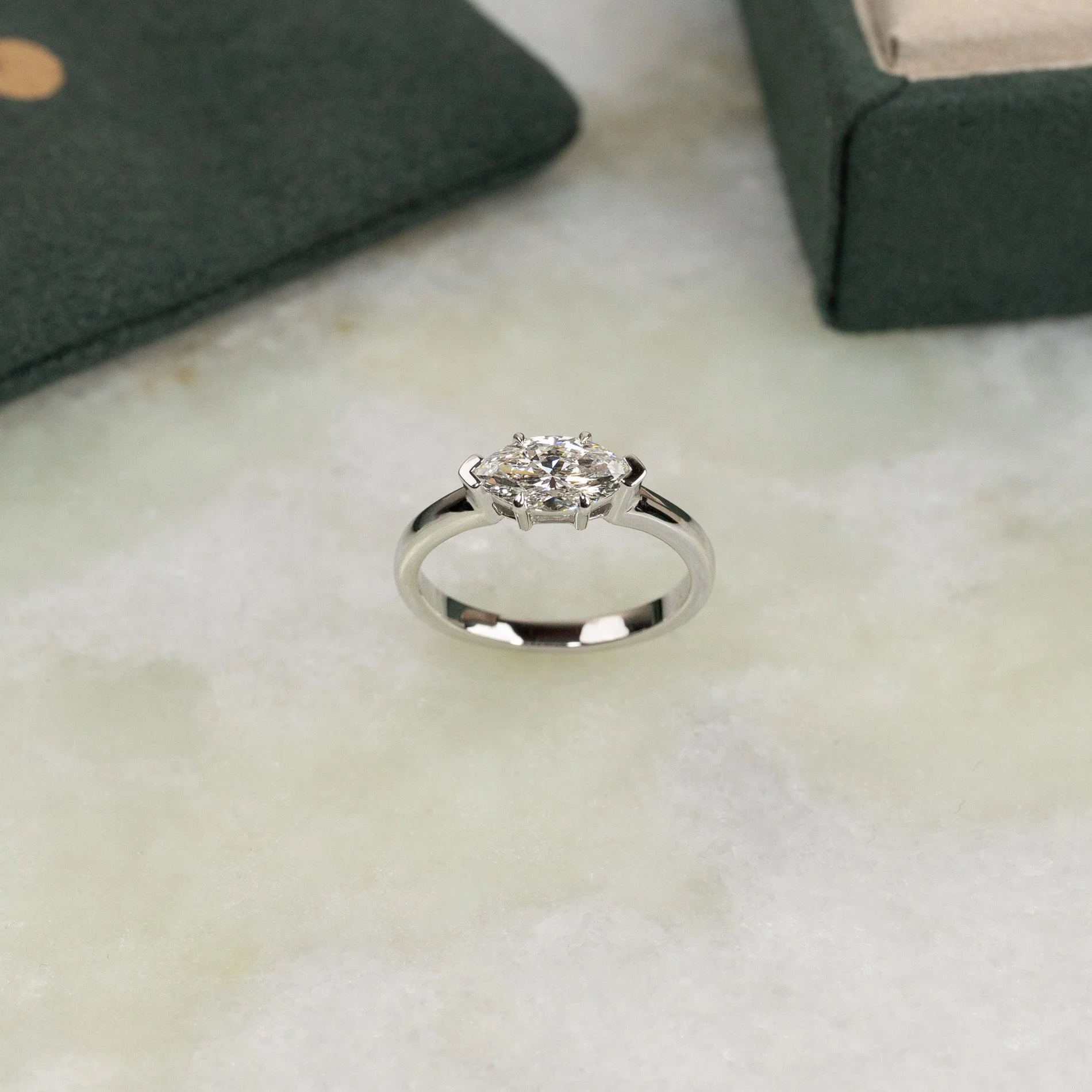 EAST TO WEST MARQUISE-CUT SOLITAIRE LAB-DIAMOND RING - 1.0ct - WG