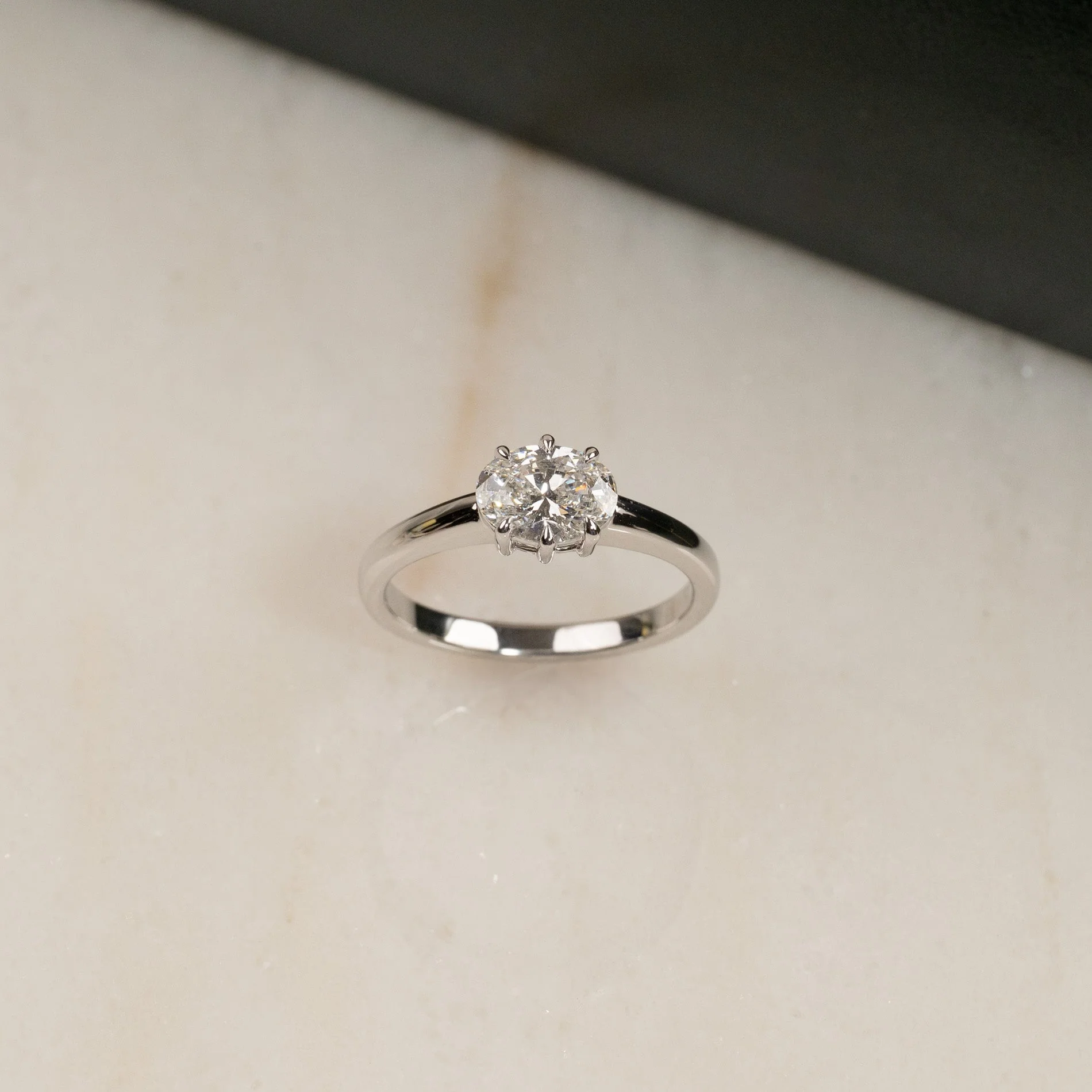 EAST TO WEST OVAL-CUT SOLITAIRE LAB-DIAMOND RING - 1.0ct - WG