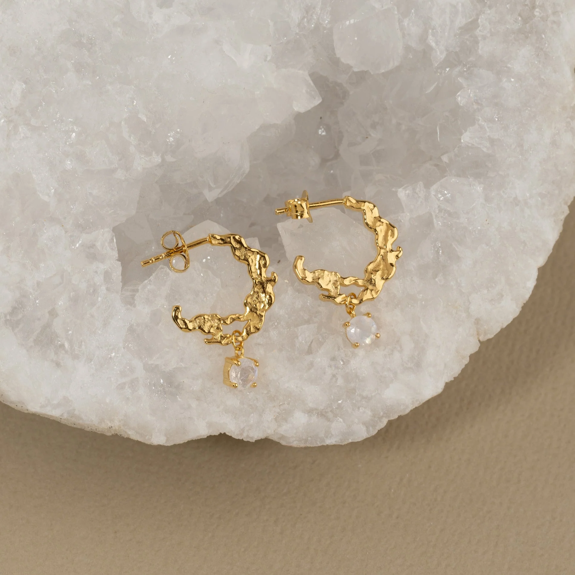 EMILIA MOONSTONE GOLDEN CREOL EARRING