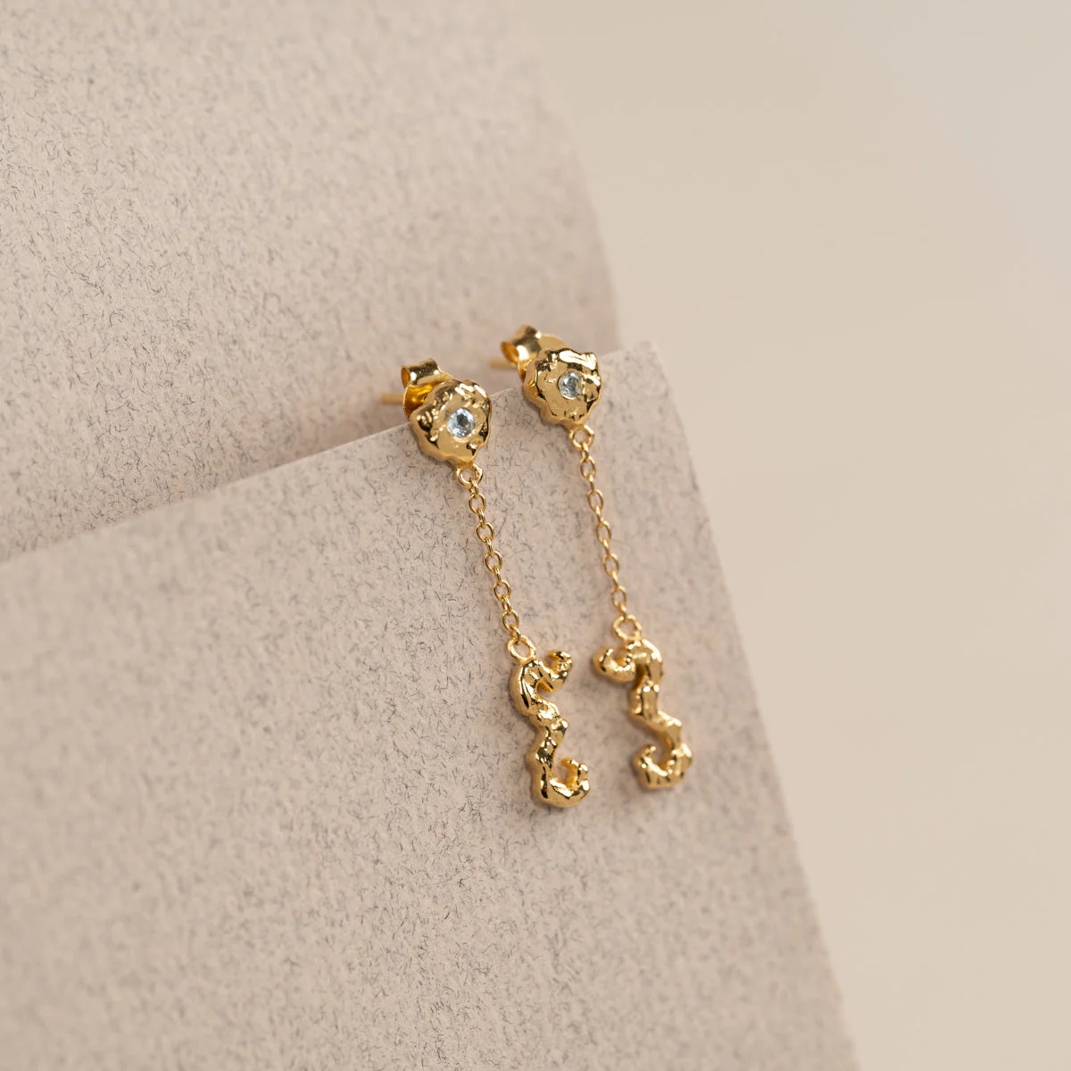 EMILIA BLUE TOPAZ GOLDEN EARRING