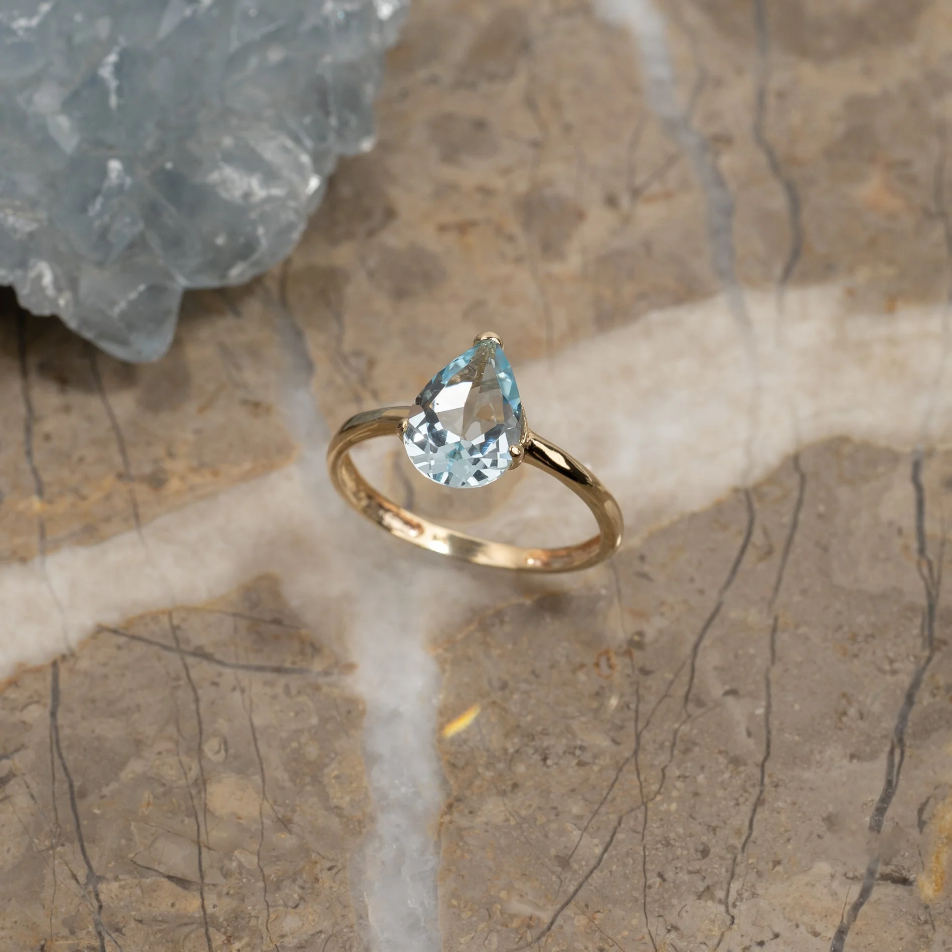 ESTHER BLUE TOPAZ SOLID GOLD RING - Image 2