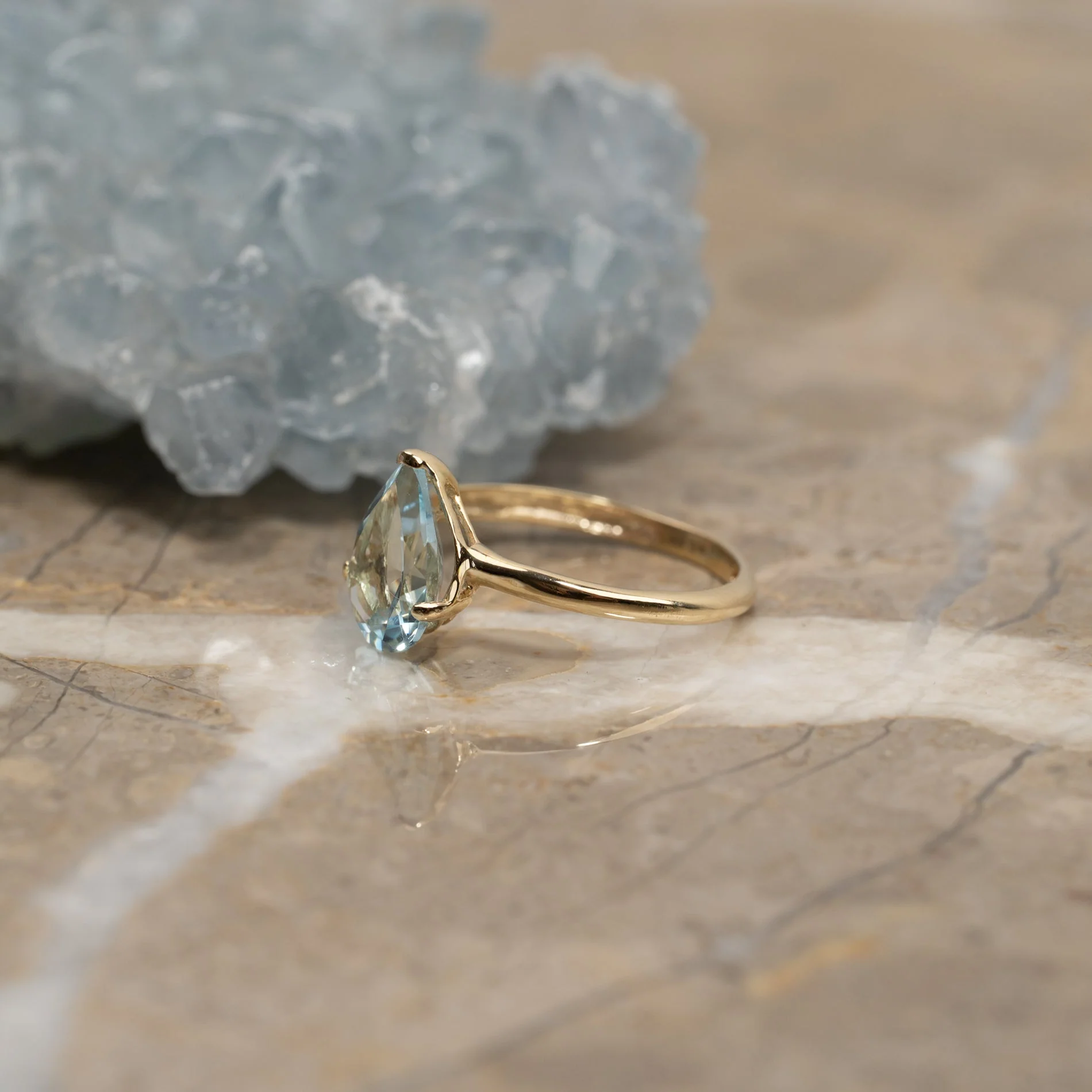 ESTHER BLUE TOPAZ SOLID GOLD RING - Image 3