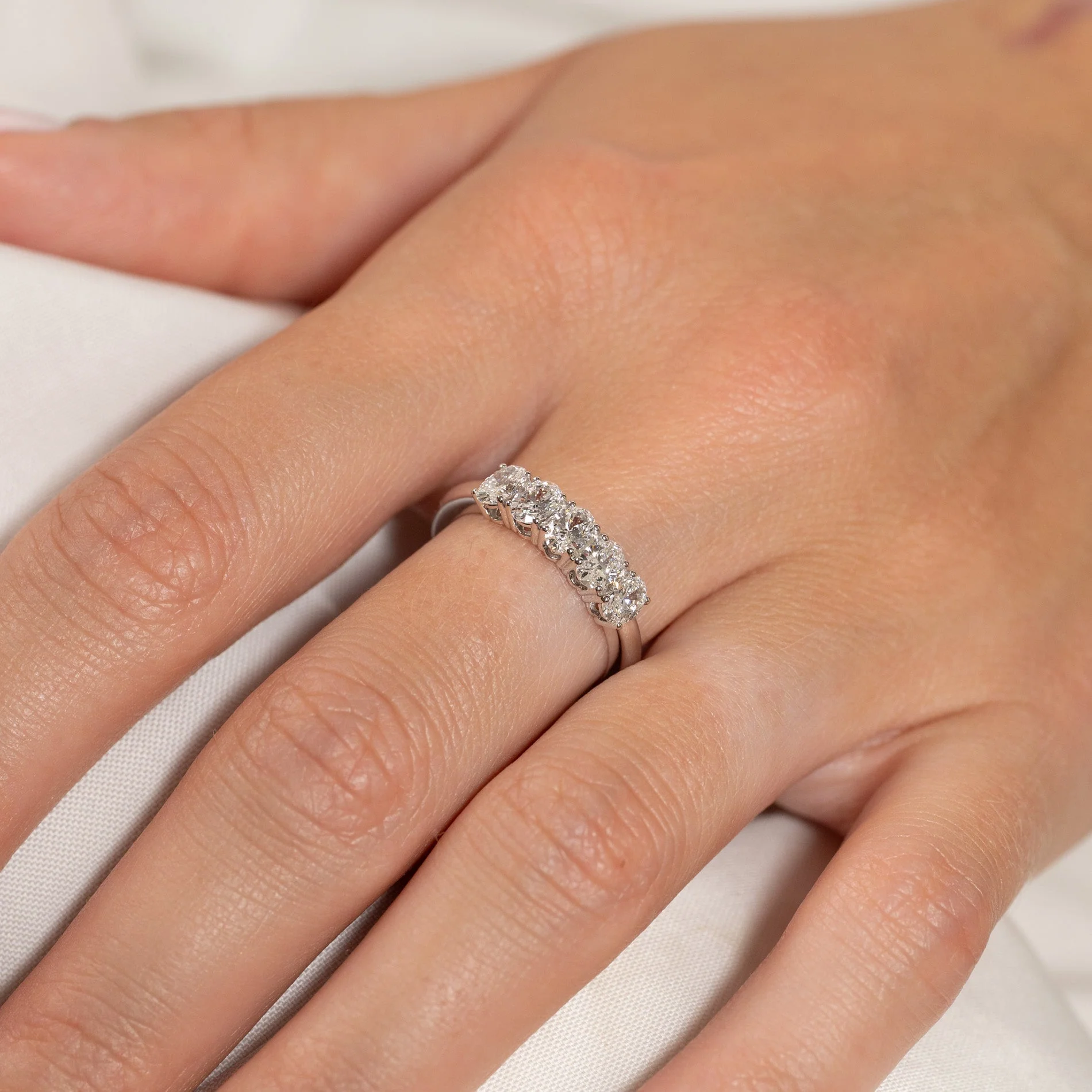 FIVE STONE OVAL-CUT LAB-DIAMOND RING - Image 12