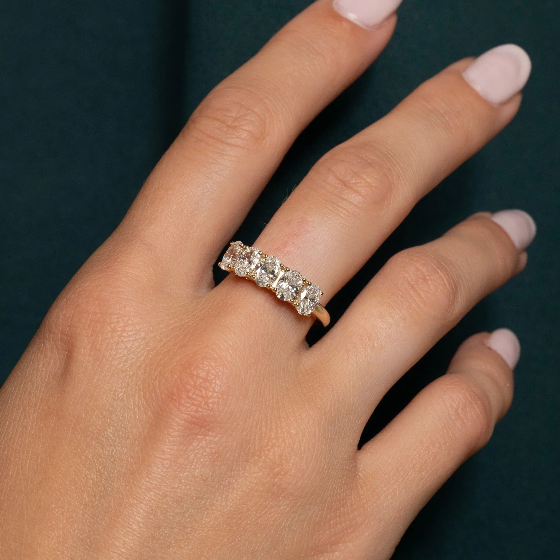 FIVE STONE OVAL-CUT LAB-DIAMOND RING - Image 13