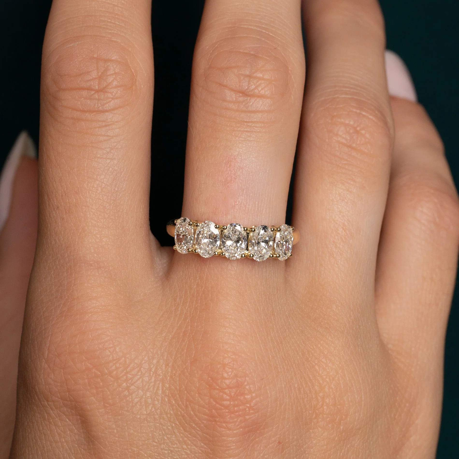 FIVE STONE OVAL-CUT LAB-DIAMOND RING - Image 14