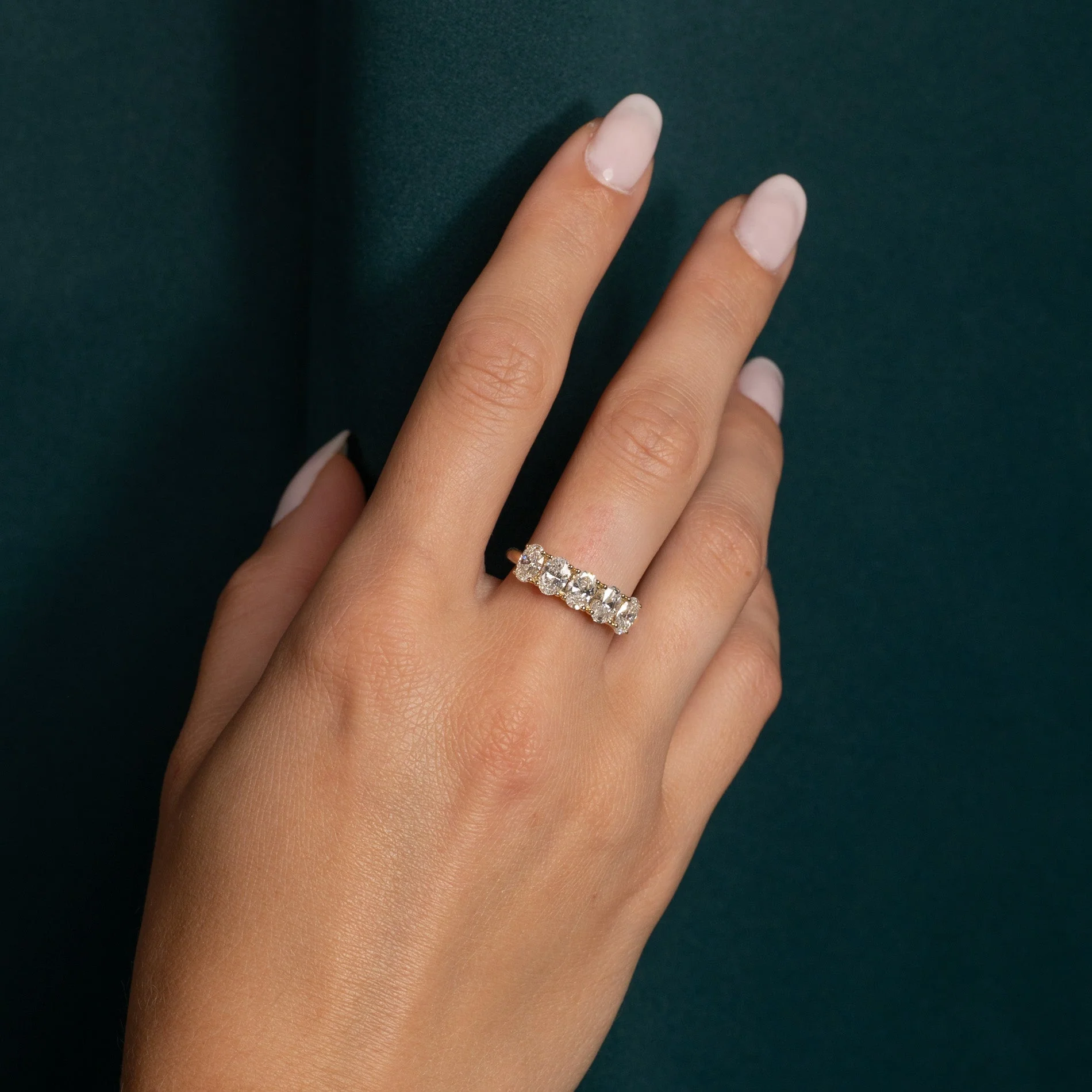 FIVE STONE OVAL-CUT LAB-DIAMOND RING - Image 16