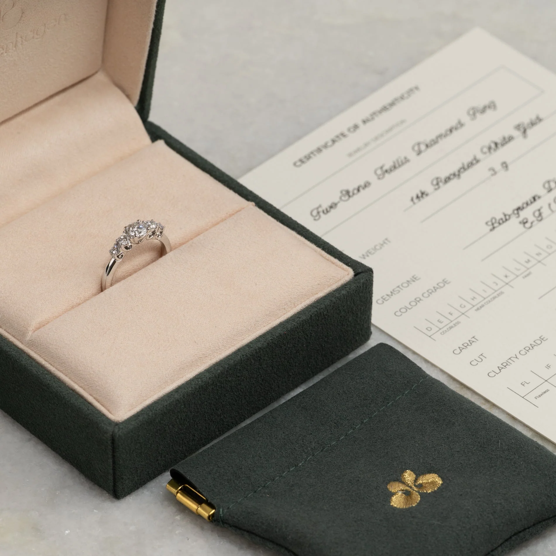 FIVE-STONE TRELLIS LAB-DIAMOND RING - 0.7ct - WG - Image 8