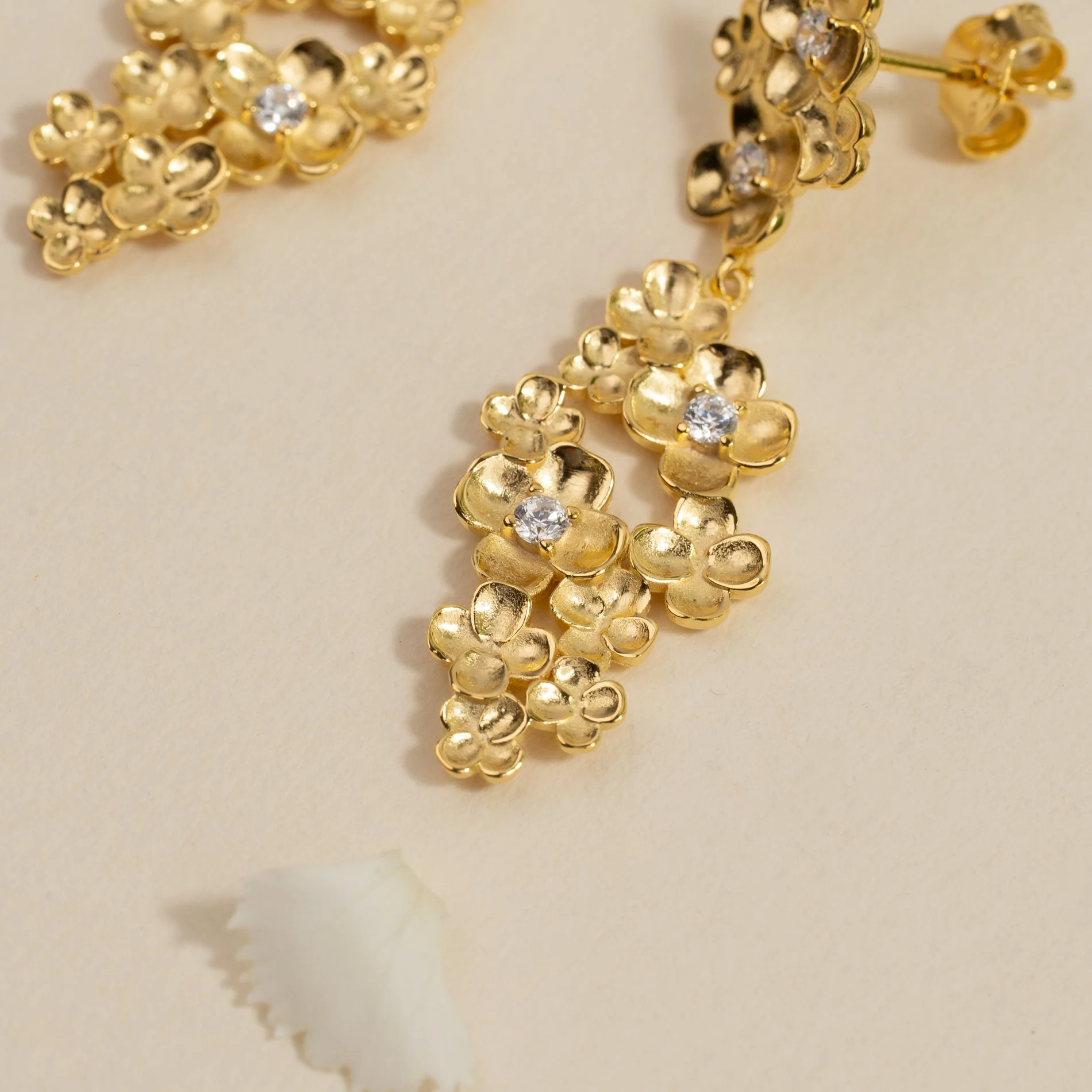 FLORA CRYSTAL GOLDEN CLUSTER EARRING - Image 3