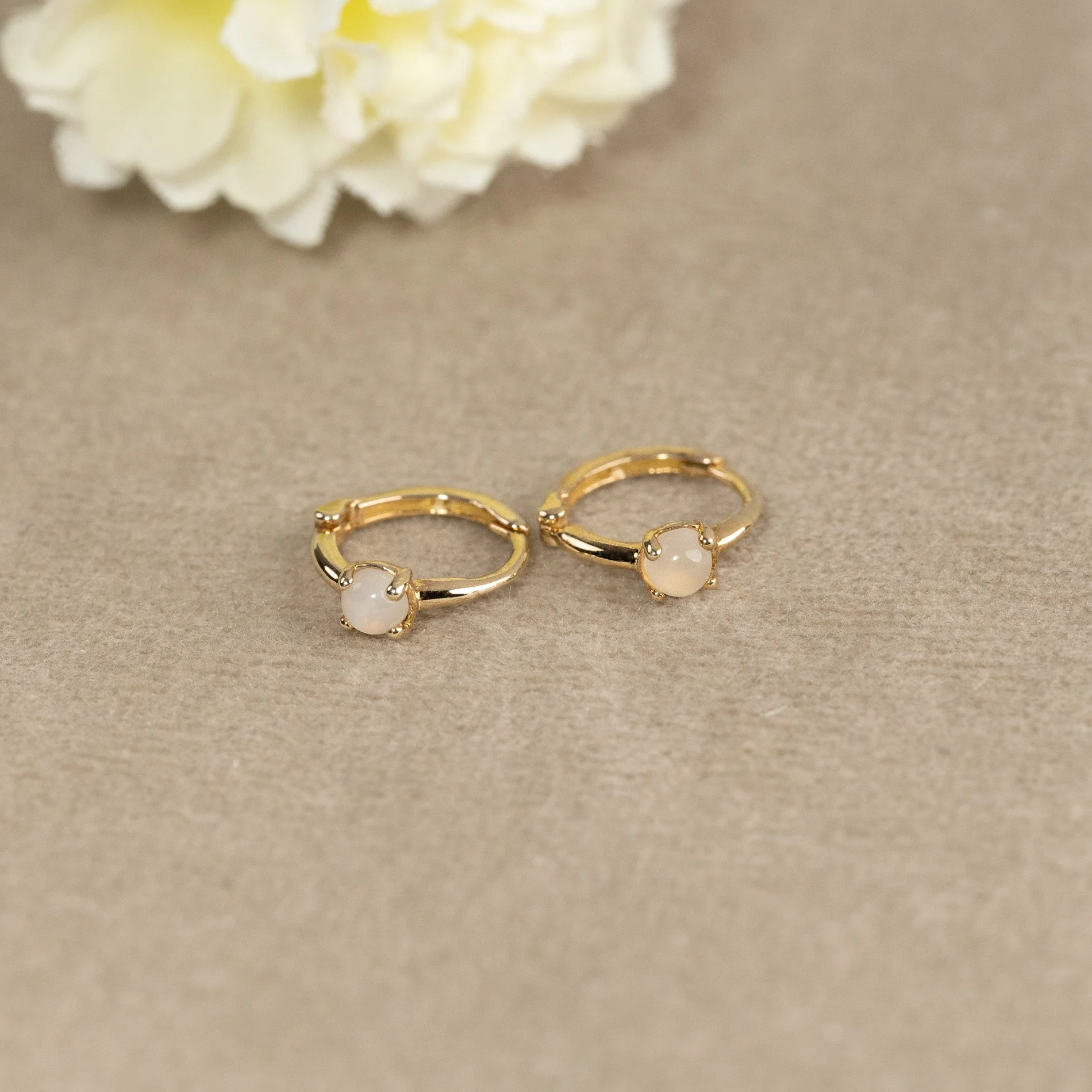 GABRIELLA MOONSTONE SOLID GOLD CREOL EARRING
