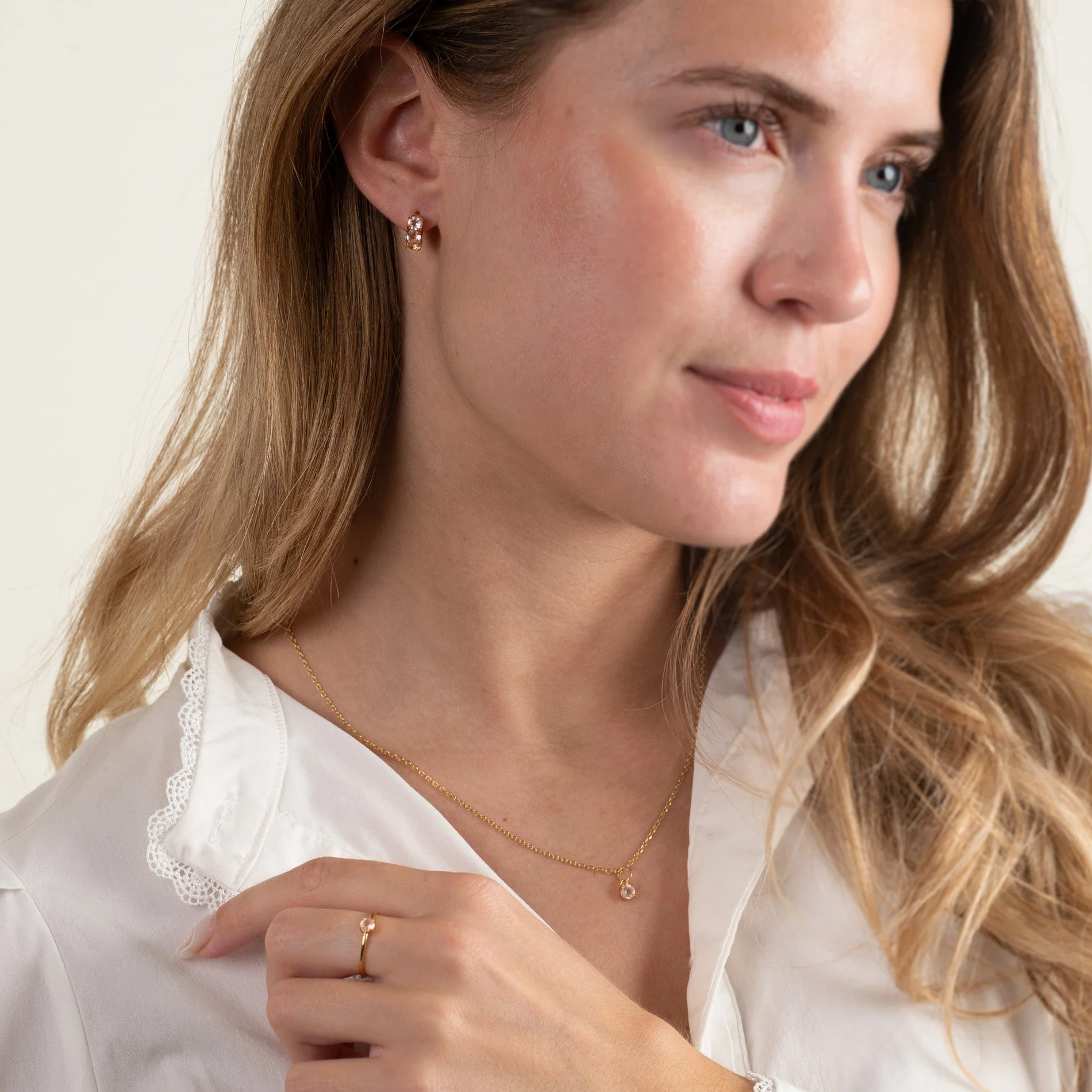 GEMMA ROSE QUARTZ GOLDEN PENDANT - Image 6