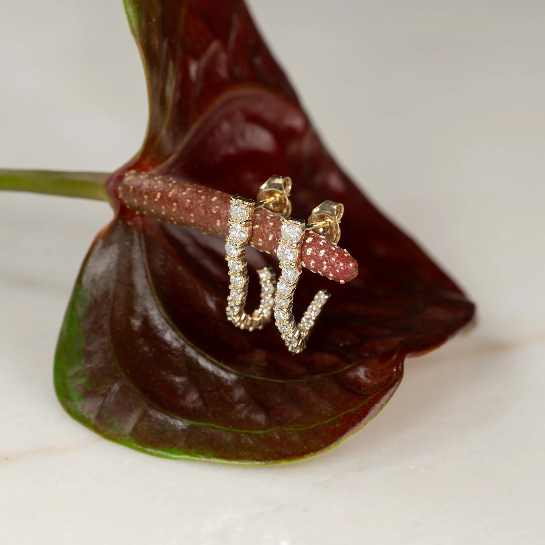 GRADUATING CURVED LAB-DIAMOND CREOL EARRING - Image 4