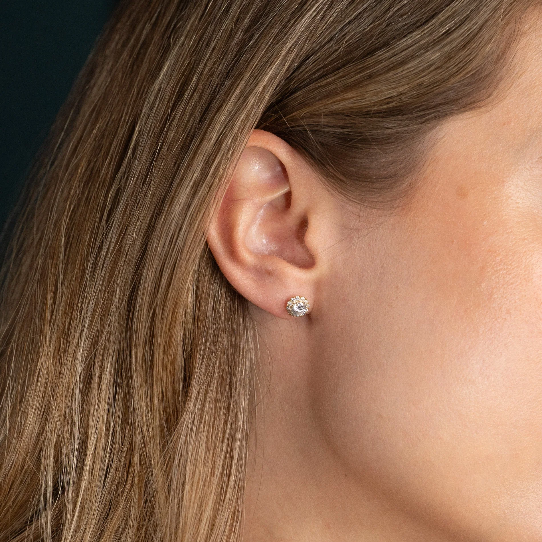 HALO LAB-DIAMOND STUD EARRING - 1.0ct - YG - Image 4