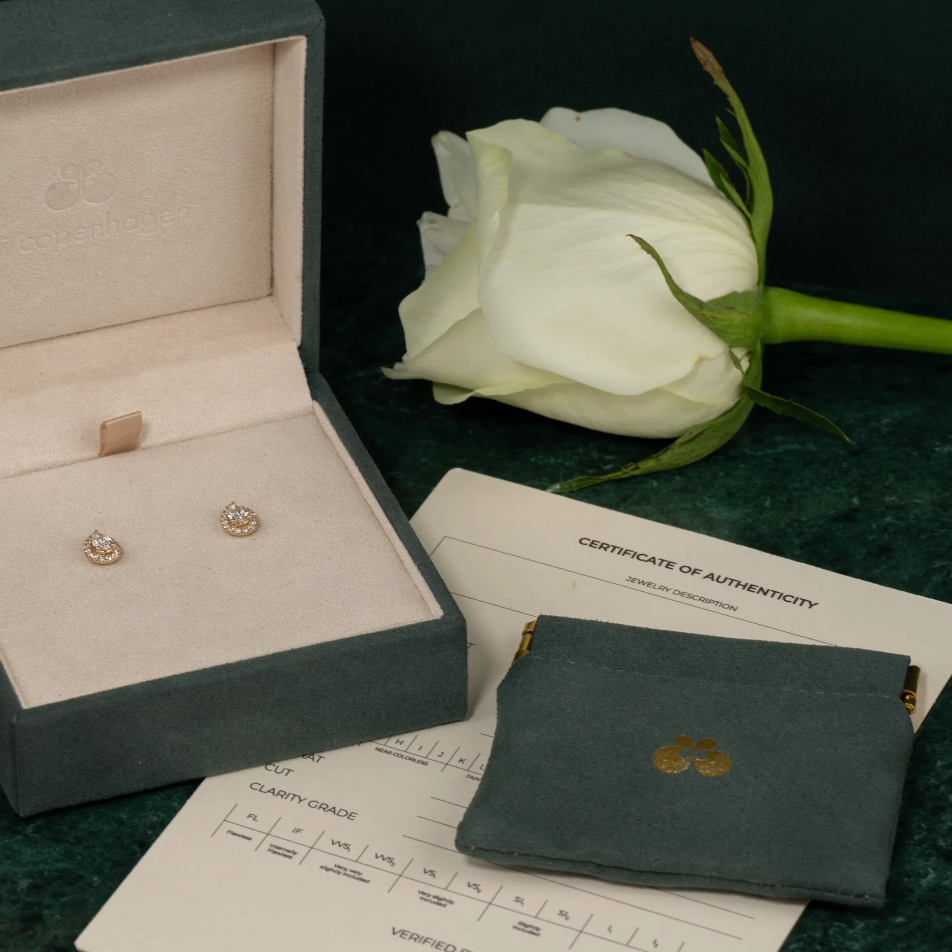 HALO PEAR LAB-DIAMOND STUD EARRING - 0.7ct - YG - Image 11
