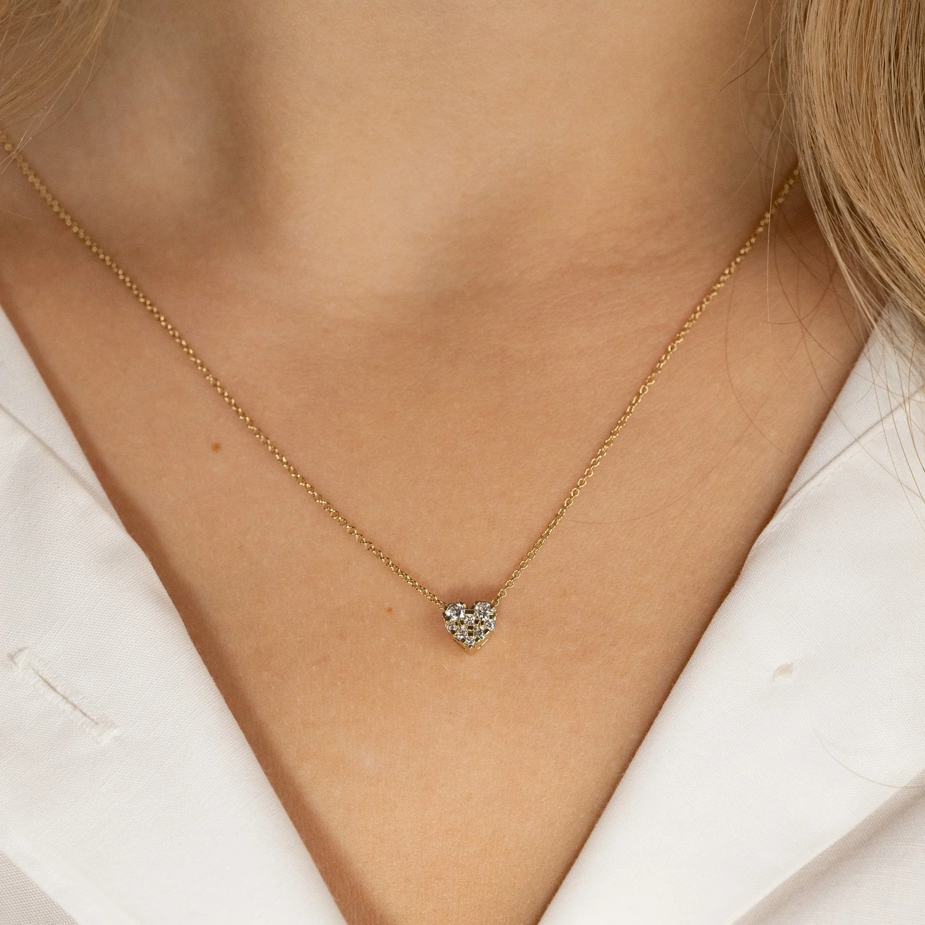 HEART PAVE LAB-DIAMOND PENDANT - 0.17ct - YG - Image 2