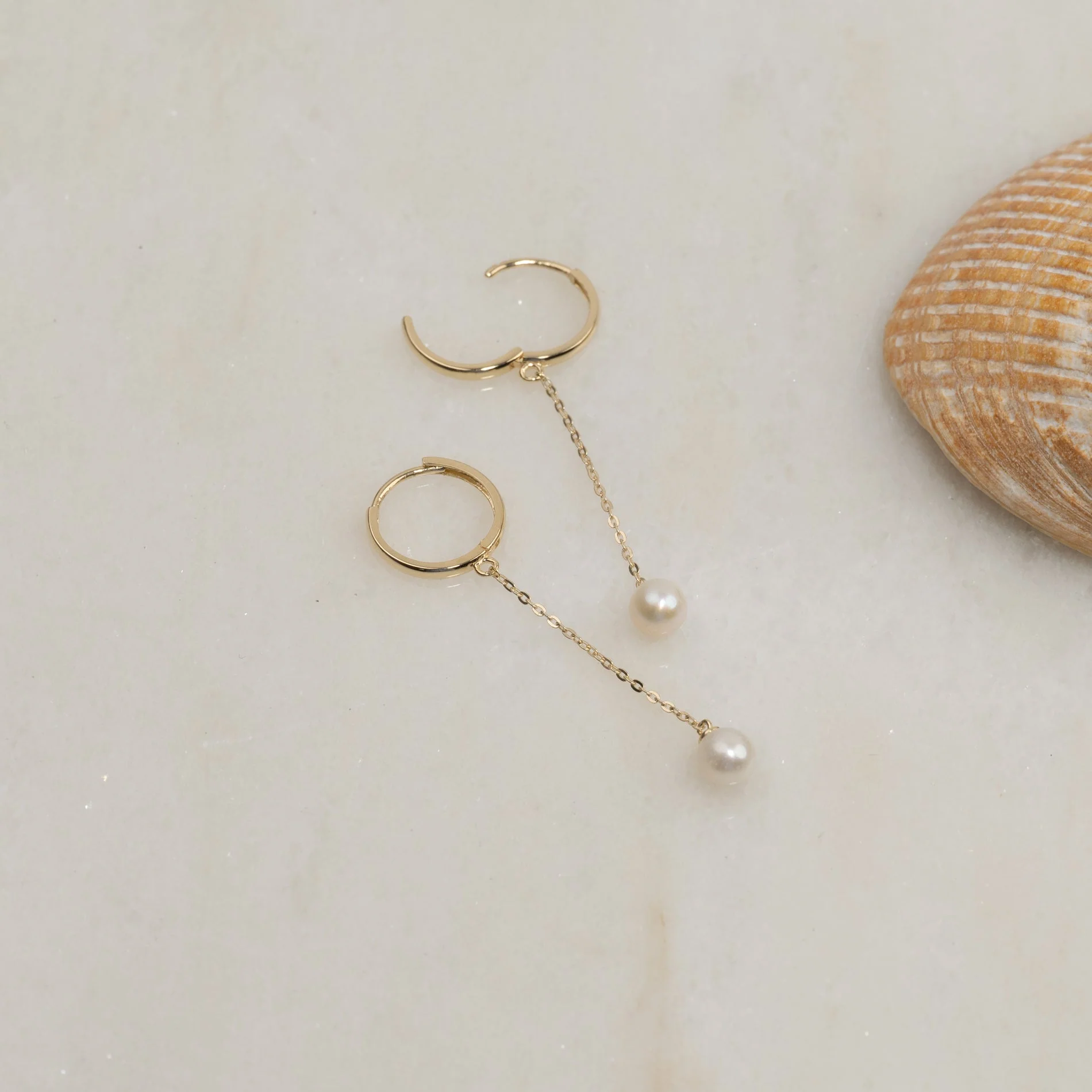 IDA PEARL SOLID GOLD CREOL EARRING - Image 3