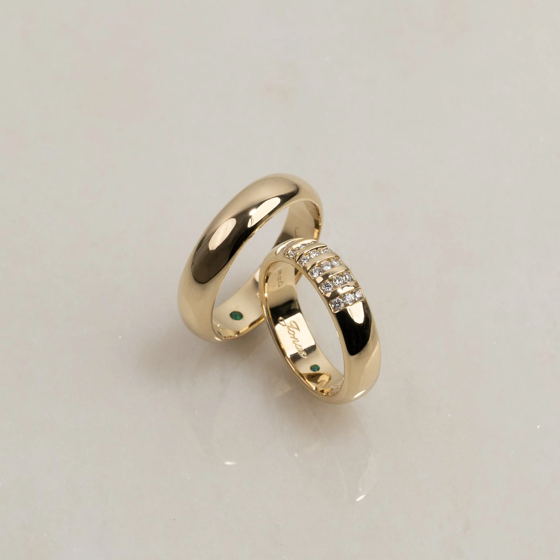 K&J CUSTOM D-SHAPE WEDDING BANDS