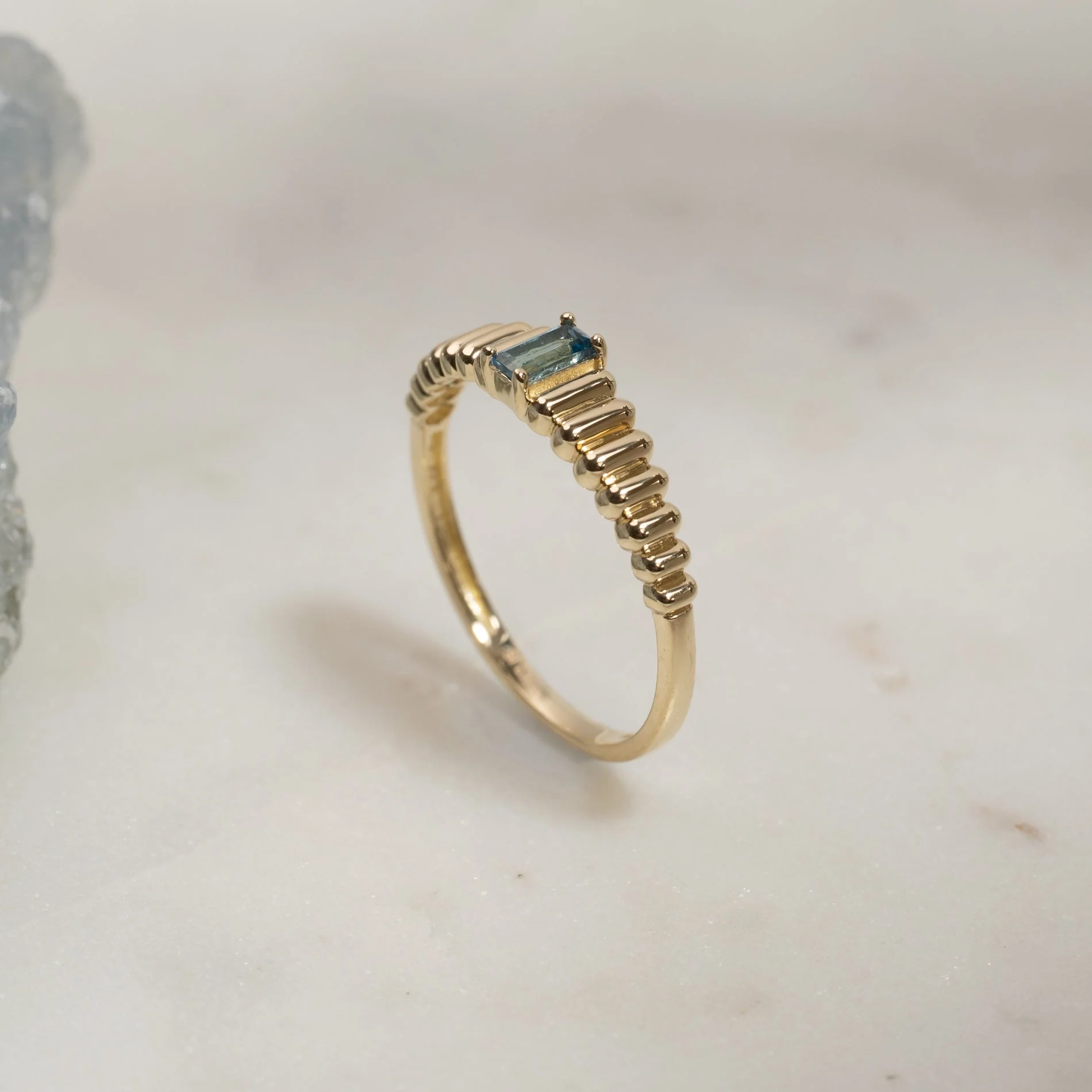 LINE LONDON BLUE TOPAZ SOLID GOLD RING - Image 2