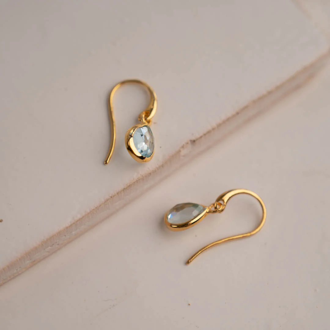 LULU BLUE TOPAZ GOLDEN EARRING