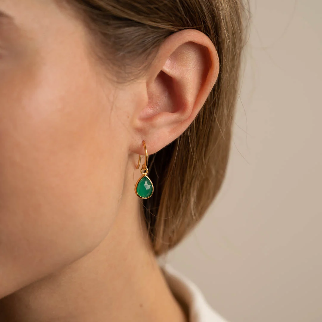 LULU GREEN AGATE GOLDEN EARRING