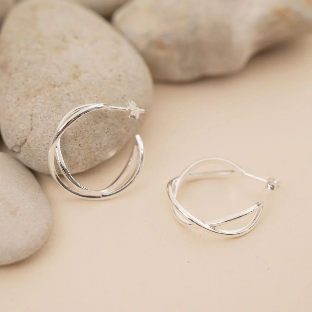 MIA SILVER CREOL EARRING - Image 2
